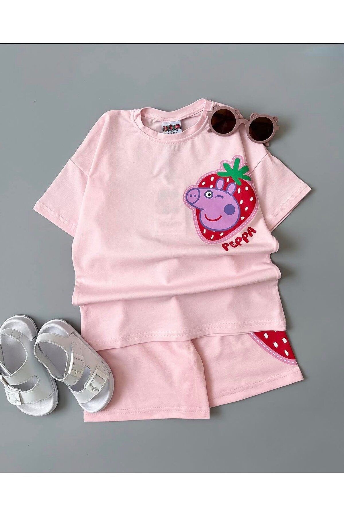 Peppa Baskılı Şortlu Kız Takım