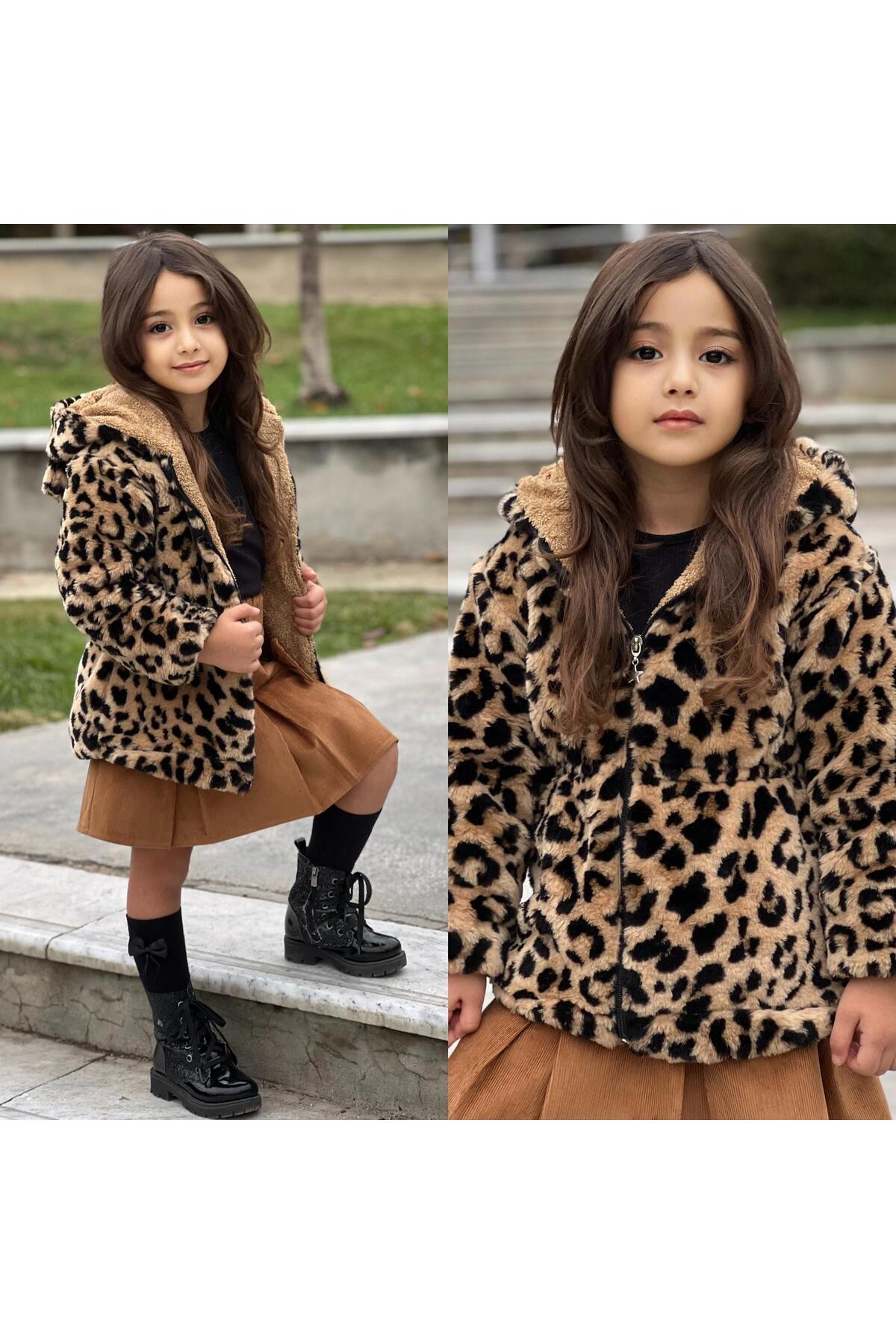Leopar Peluşlu Mont