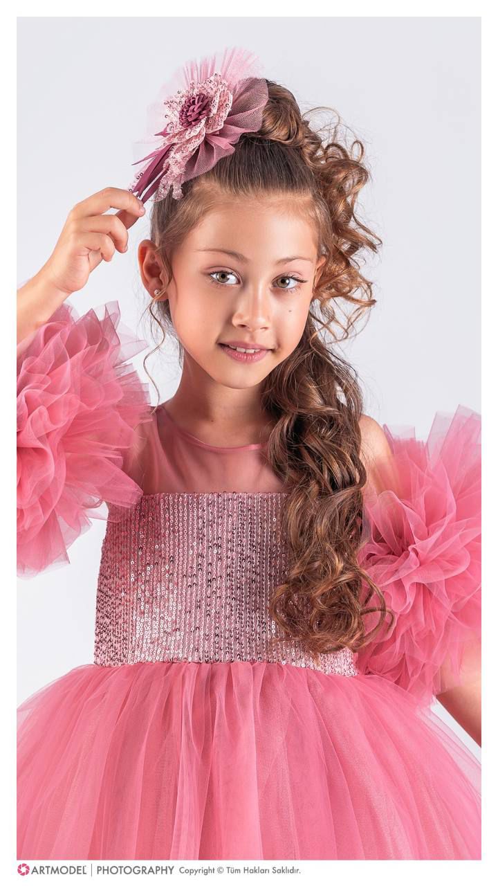 Ponpon Tak Çıkarlı Kız Çocuk 4 Parça Elbise - 3/10 Yaş - 31535