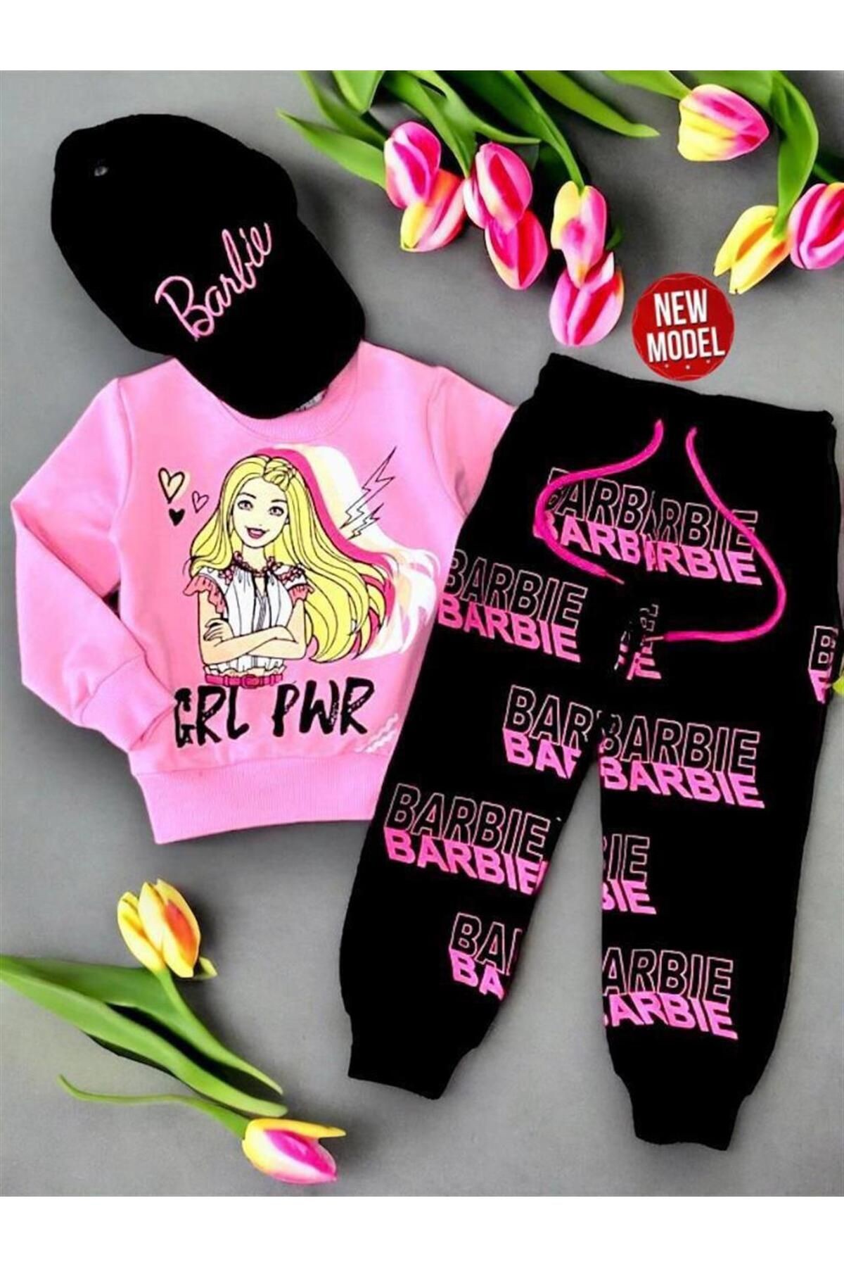 Barbie Girl Şapkalı 3'lü Takım
