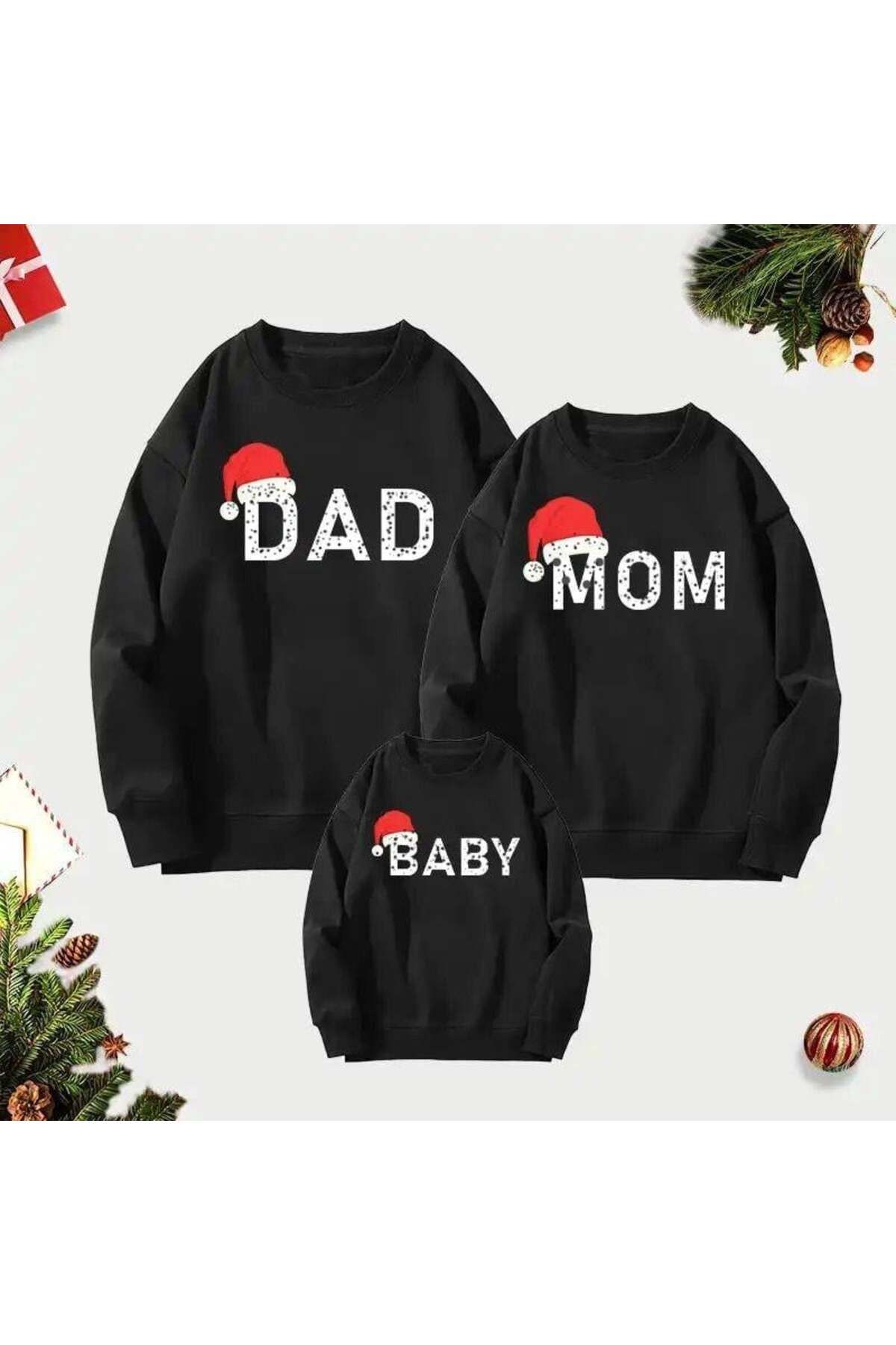 Dad Mom Baby Aile Kombin Sweat Adeti
