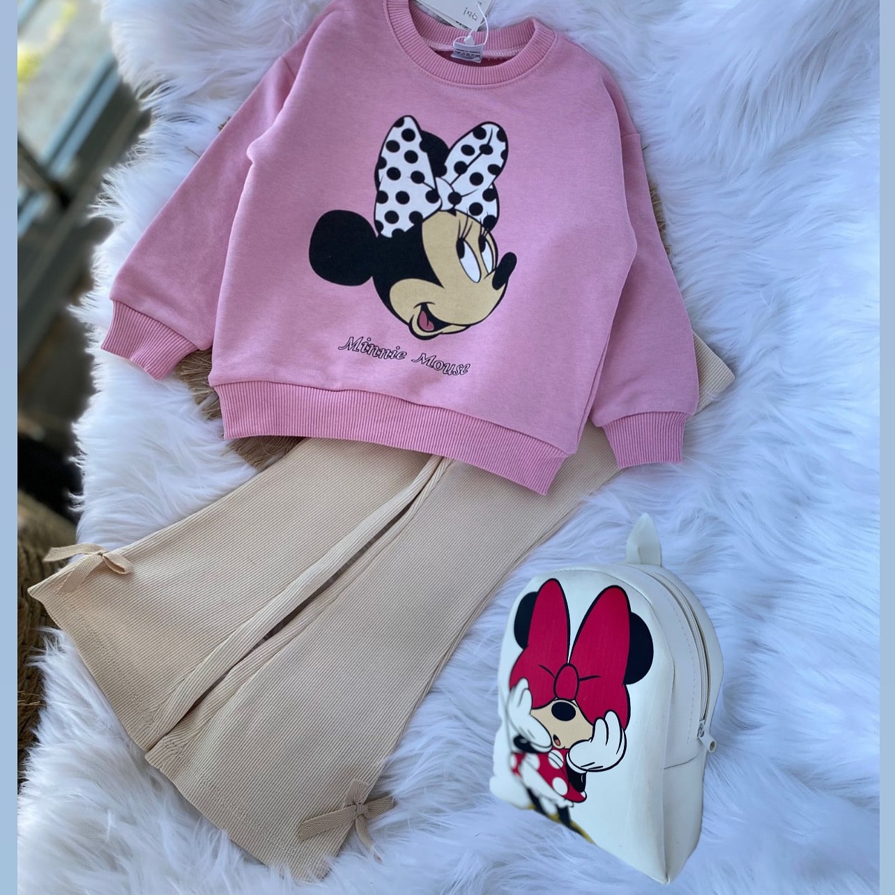 Kız Çocuk Çantalı 3’lü Takım (Sweatshirt + Tayt + Çanta) - 31075