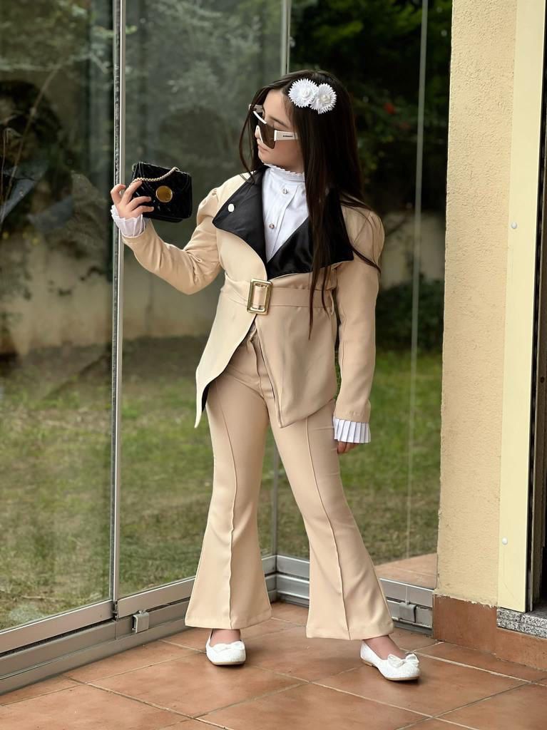 Yeni Sezonun En Gösterişli Kombini - Tam 4'lü Kombin - Gömlek/Ceket/Kemer/Pantolon - 3/12 Yaş - 31582