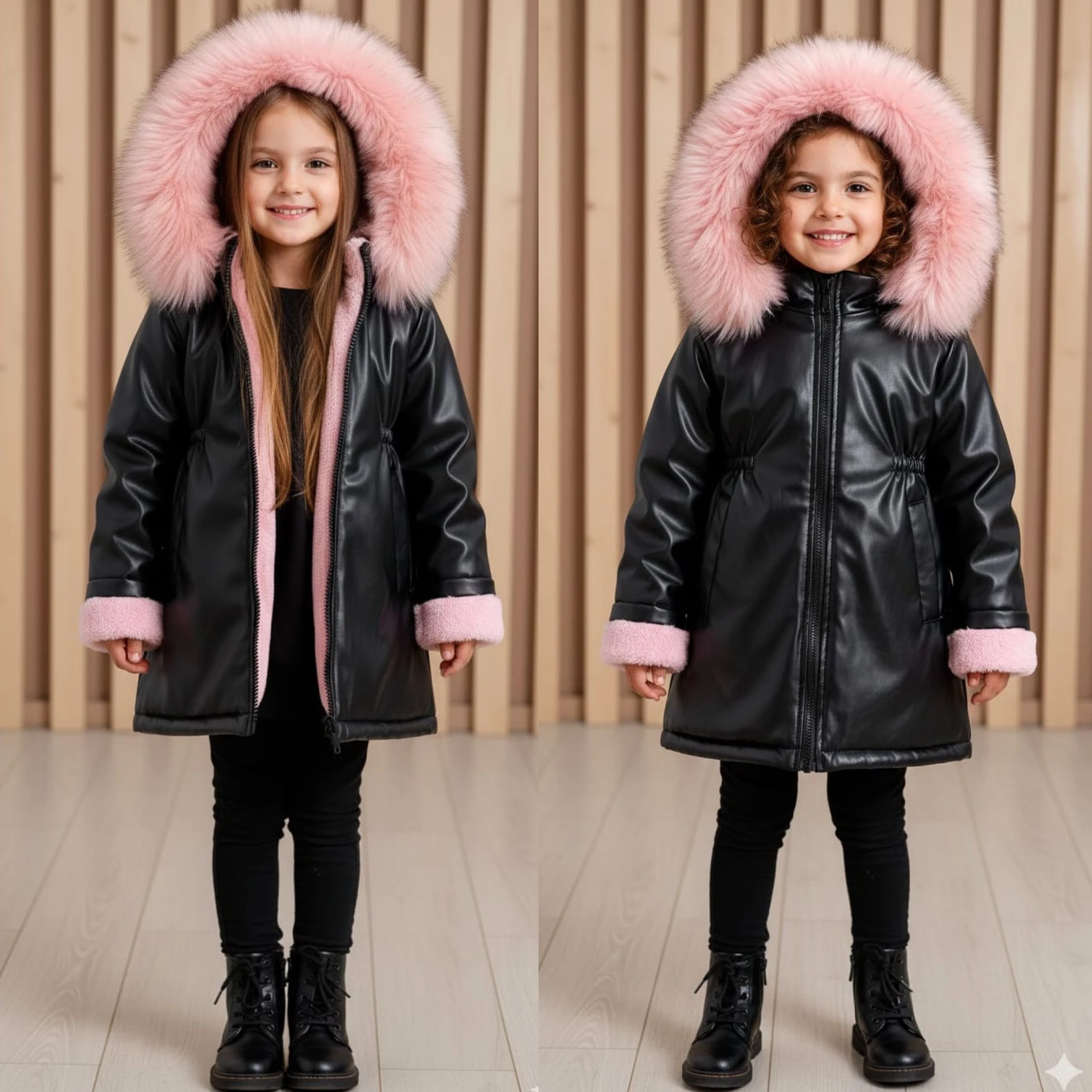 Deri Kız Çocuk Kaban 4/13 Yaş - 225433