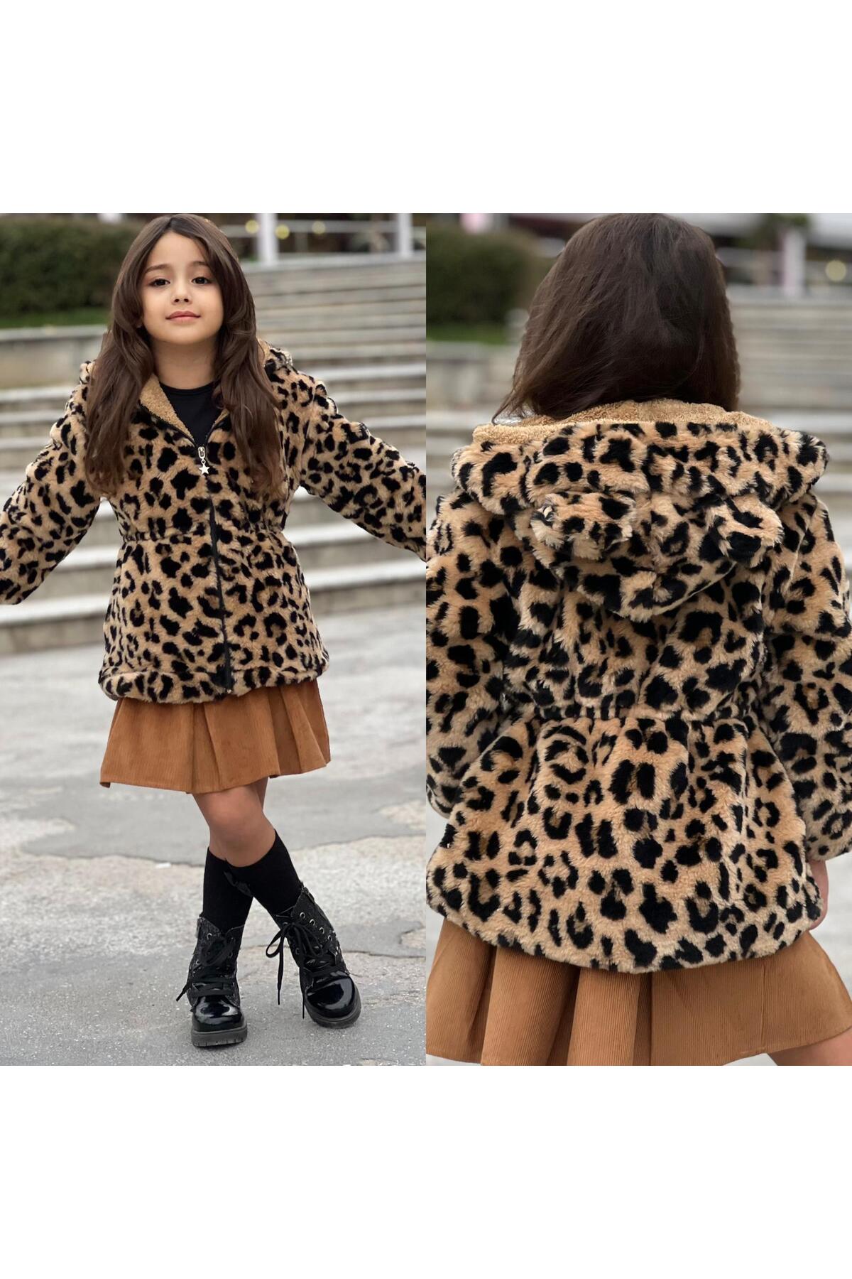 Leopar Peluşlu Mont