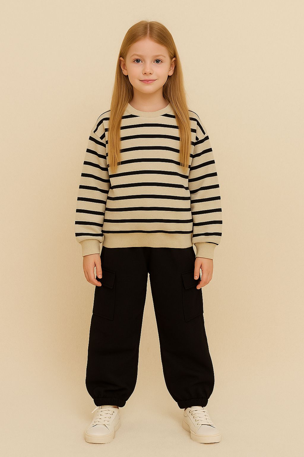 Çizgili Kargo Cepli Unisex Model Kombin