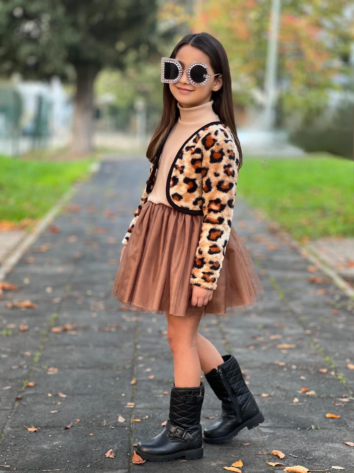 Kız Çocuk Leopar Detaylı Özel Tasarım 2’li Kombin - 2/10 Yaş - 31583