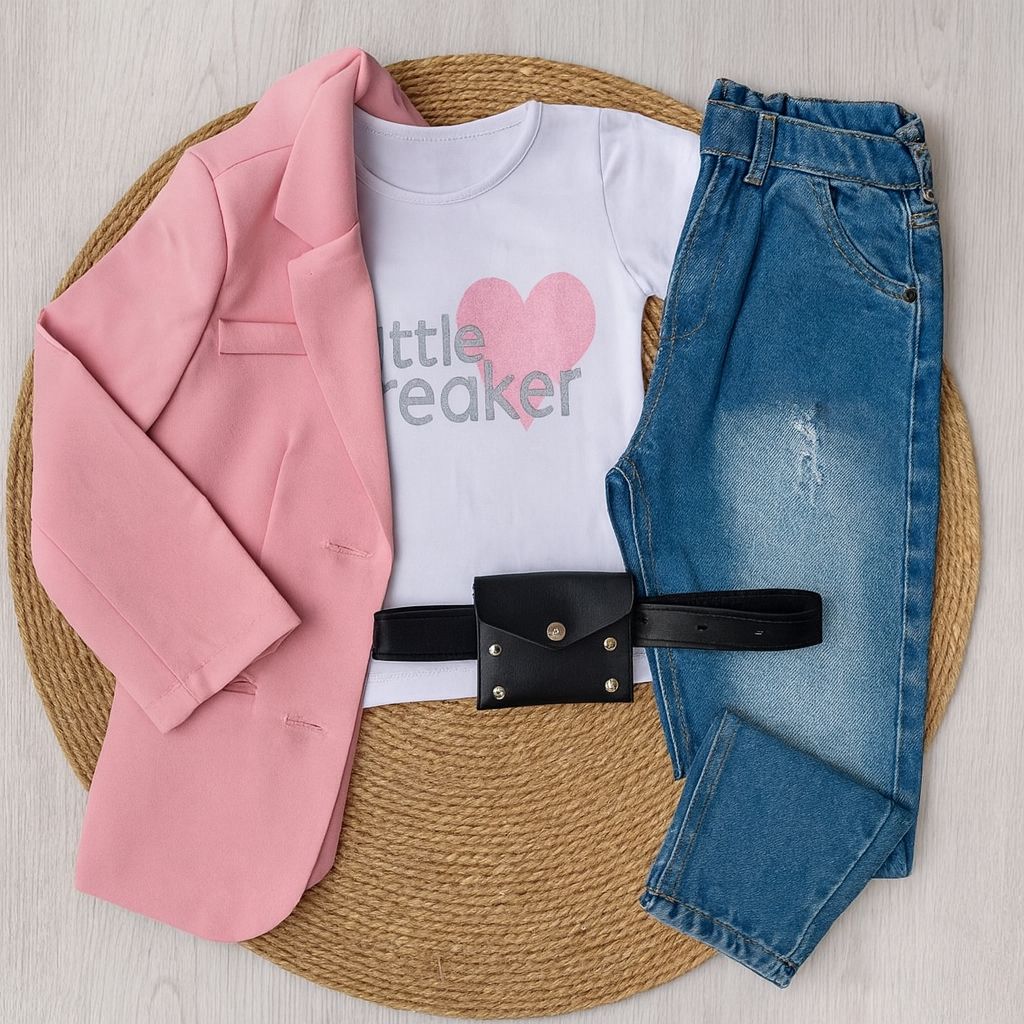 Little Breaker Kız Çocuk Pembe Ceketli 4’lü Kombin - 3/12 Yaş - 314788