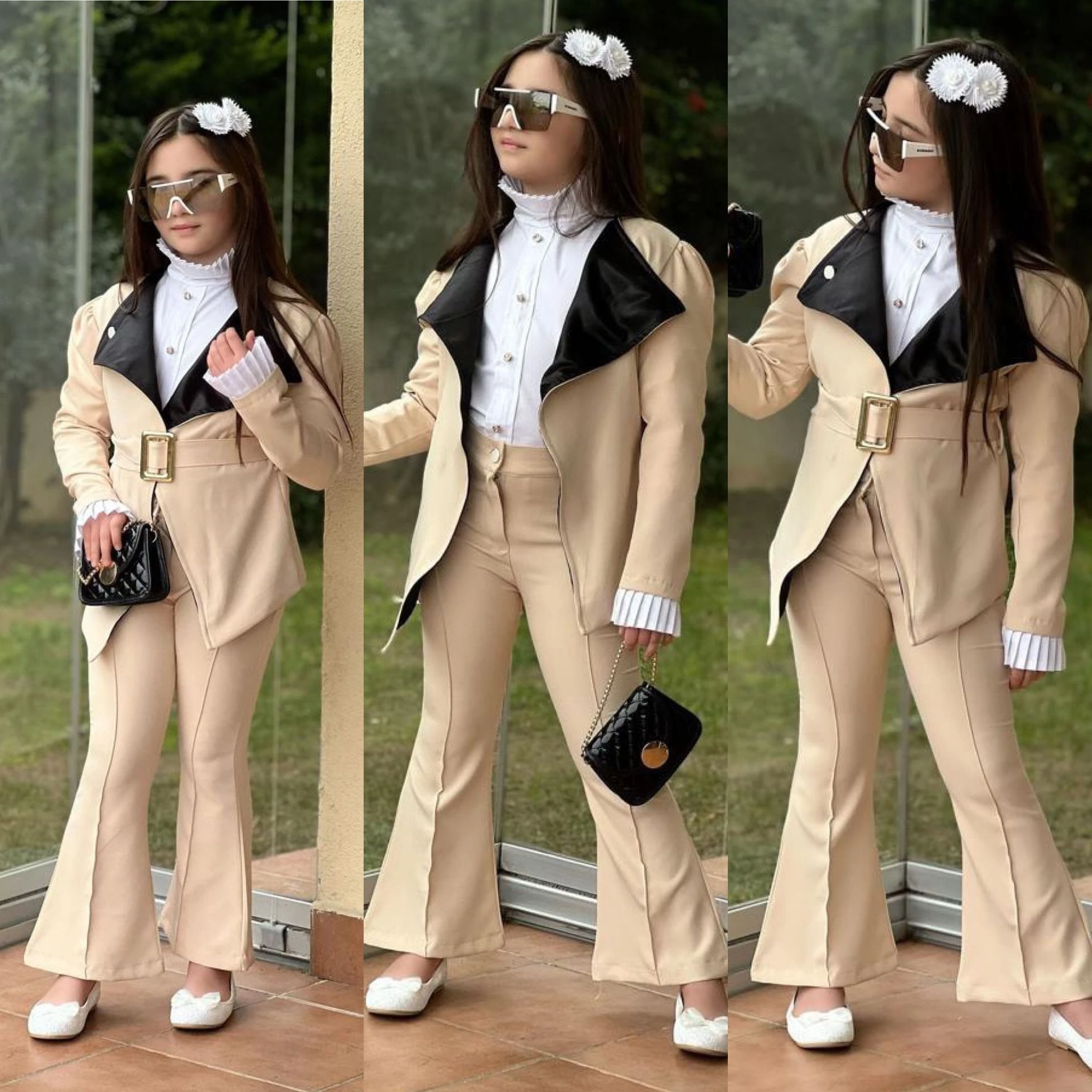 Yeni Sezonun En Gösterişli Kombini - Tam 4'lü Kombin - Gömlek/Ceket/Kemer/Pantolon - 3/12 Yaş - 31582