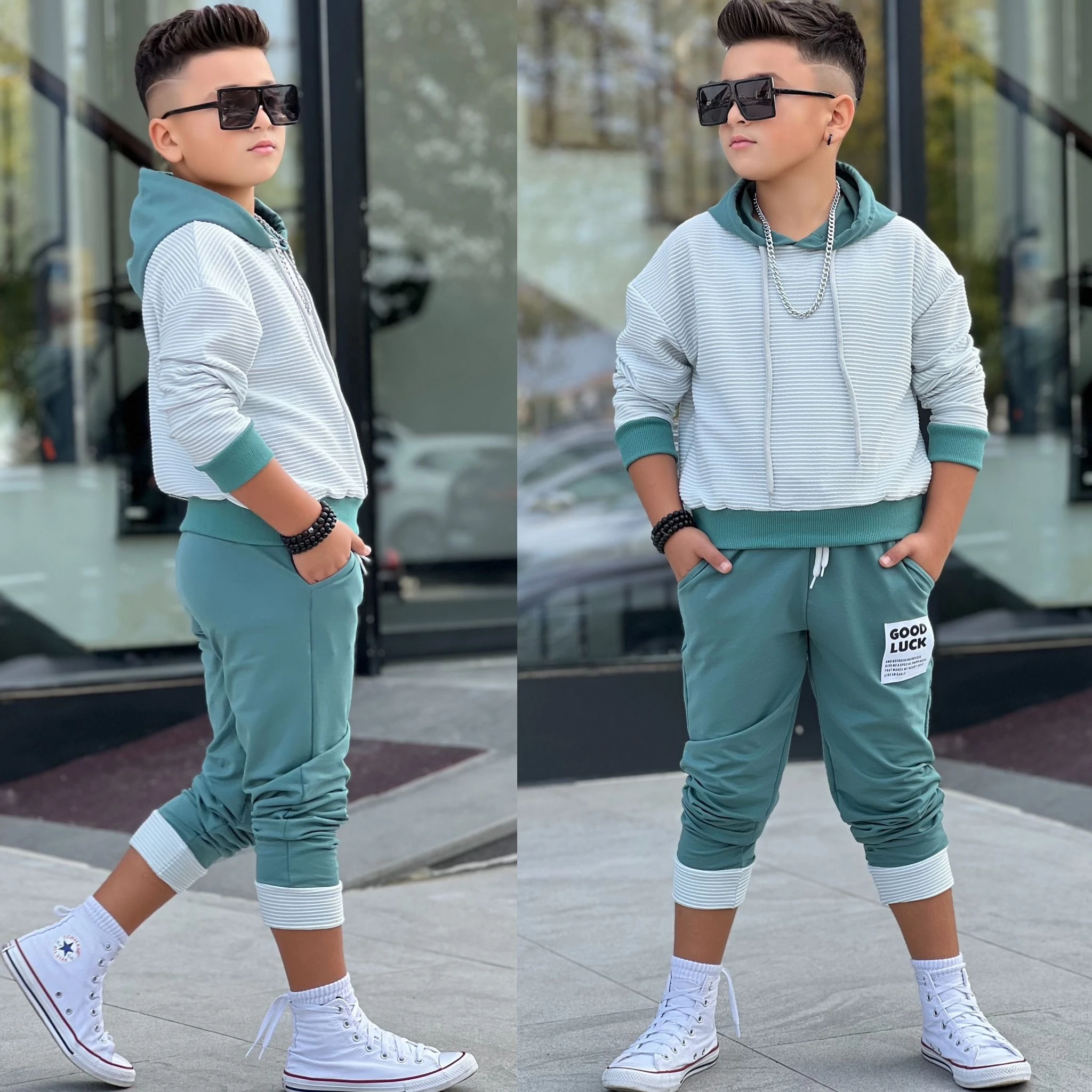 Çizgili Good Luck Erkek Tarz 2'li Takım - 4/12 Yaş - 31540