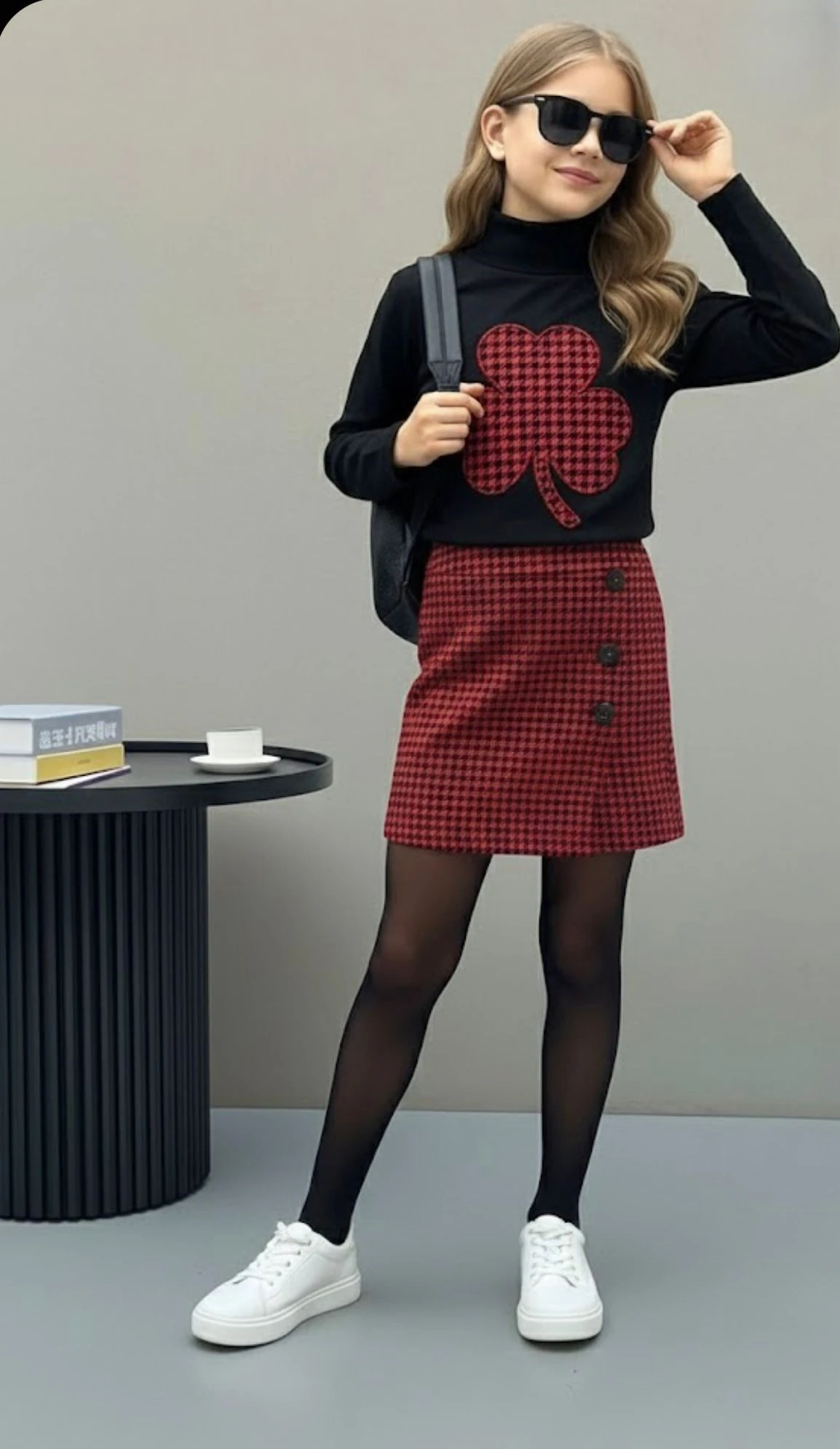 Yonca Desenli Kız Çocuk Etekli Takım - 2/10 Yaş - 31572