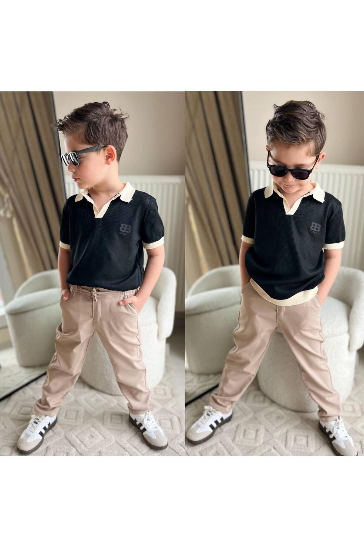 Polo Yaka Tşört Pantolonlu 2'li Takım