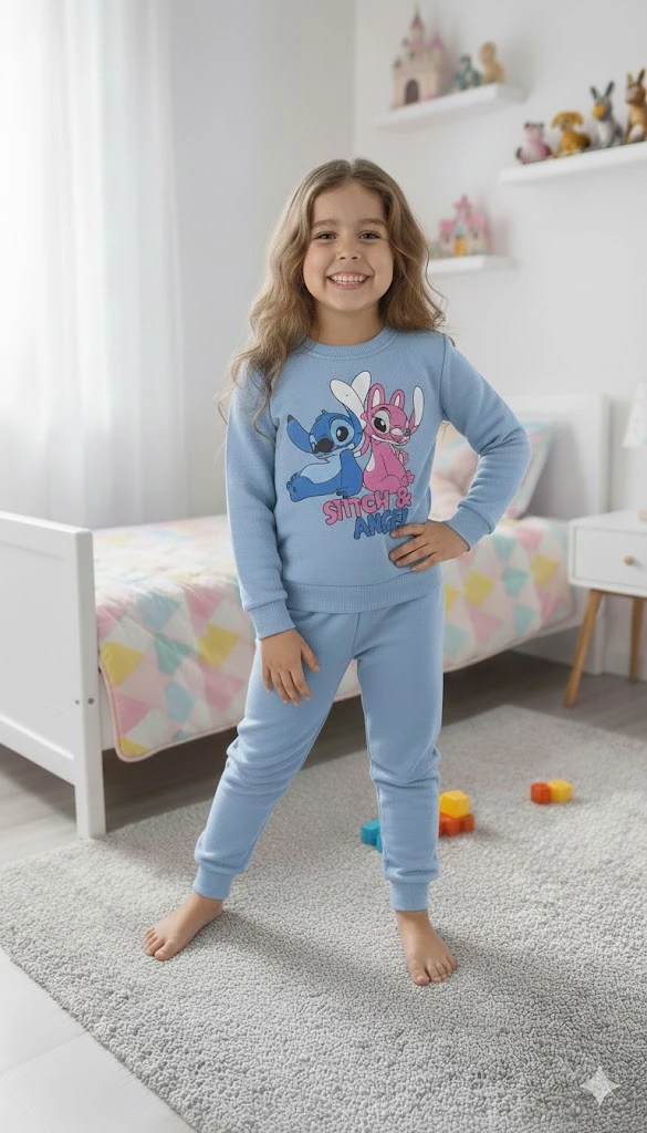 Stitch Angel Baskılı Kız Çocuk Eşofman Takım - 3/10 Yaş - 31568