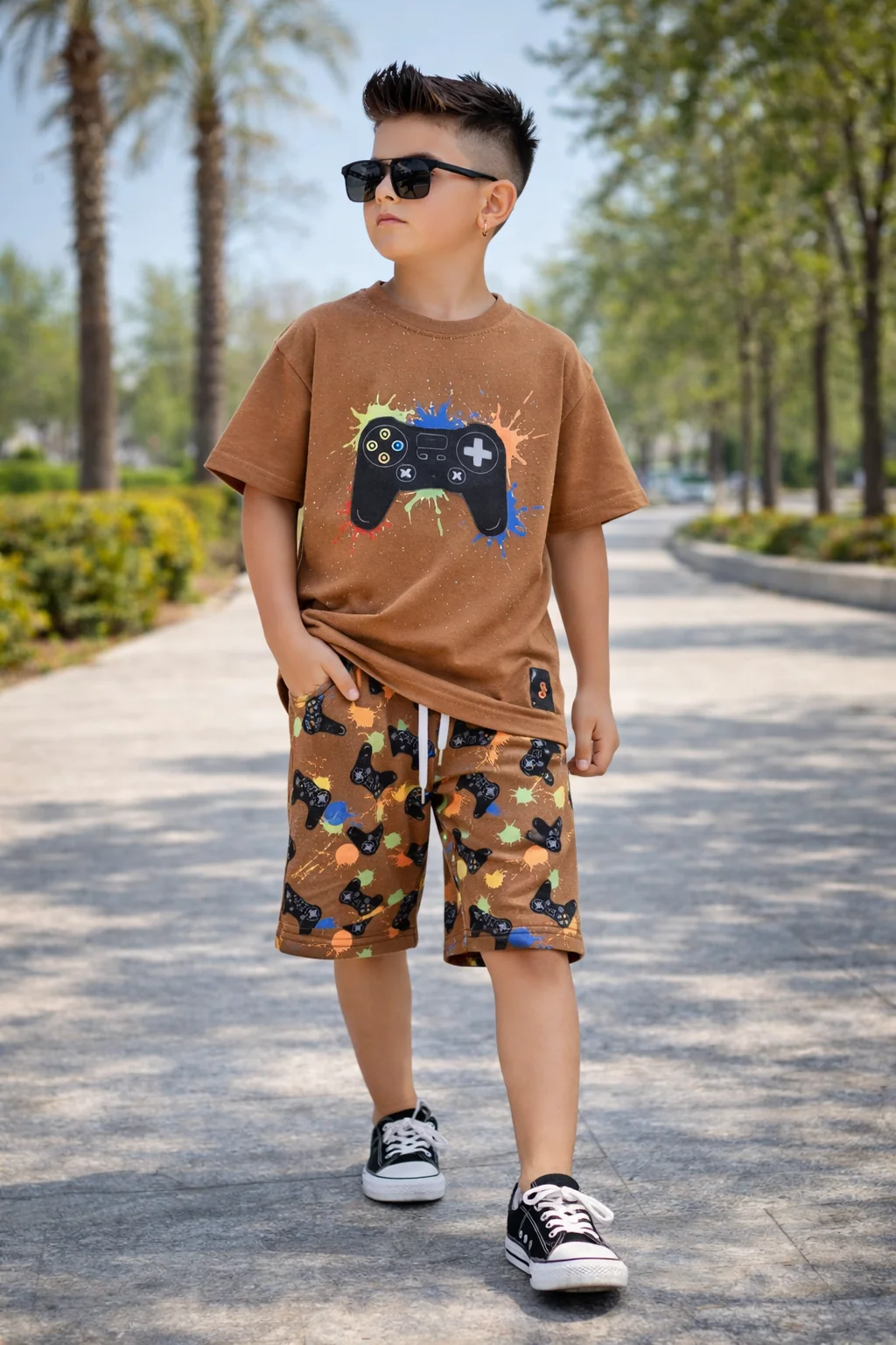 Play Station Baskılı Çocuk Şortlu Takım - 3/12 Yaş - 31690
