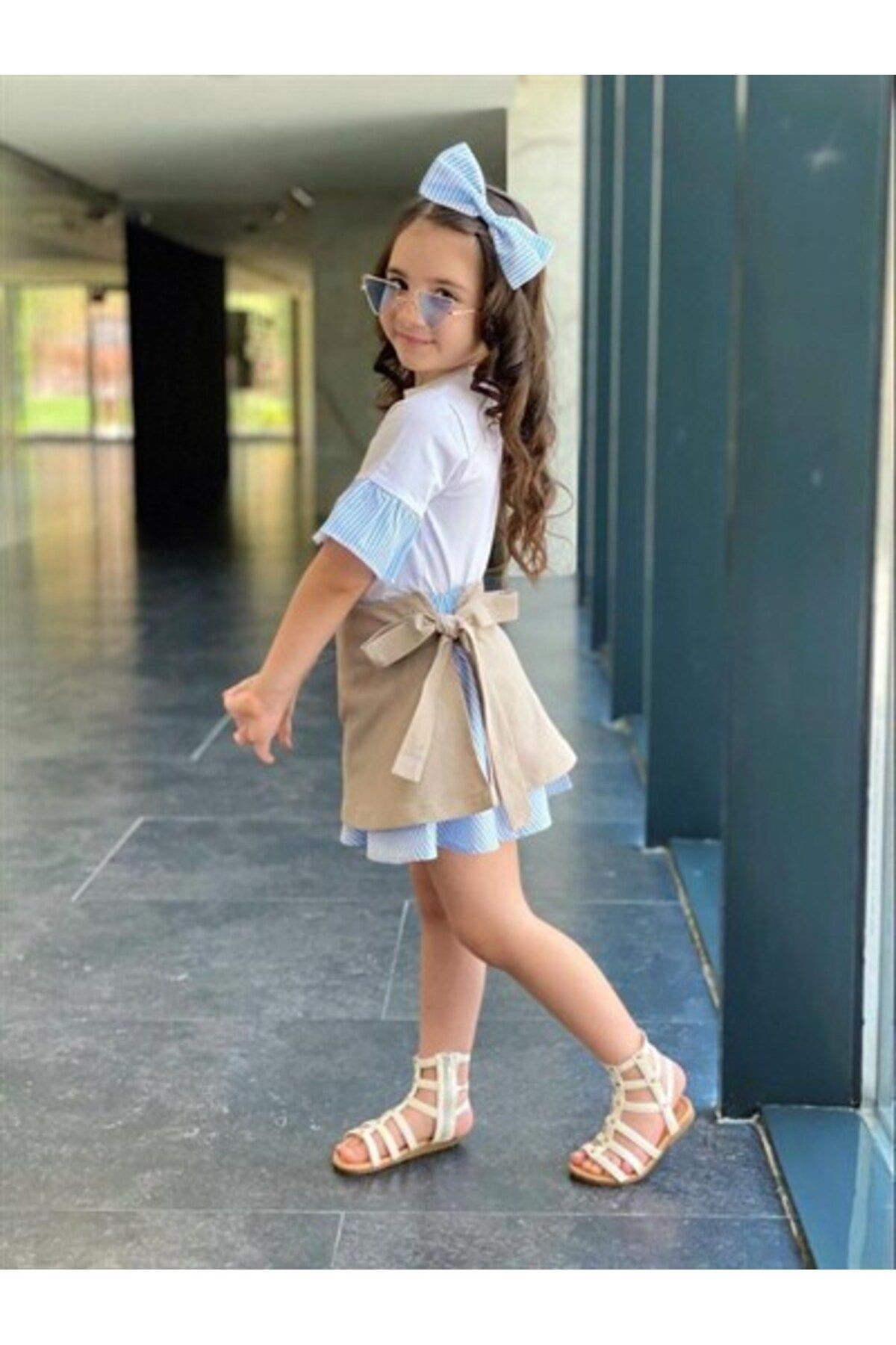 Blue White Kokoş Etek Takım 3 Parça