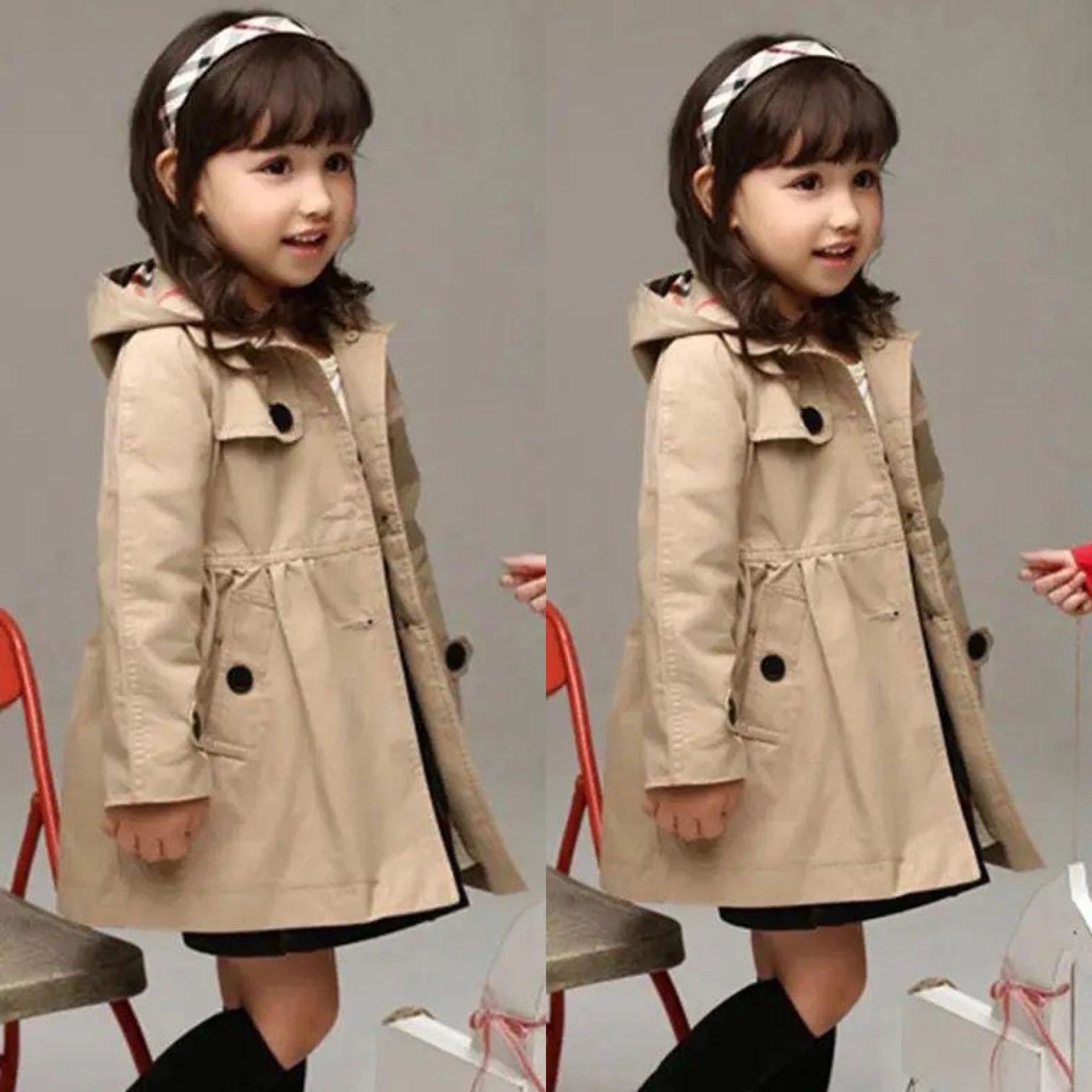 Kız Çocuk Bondet Trench Astarlı Ceket - 3/12 Yaş - 31541