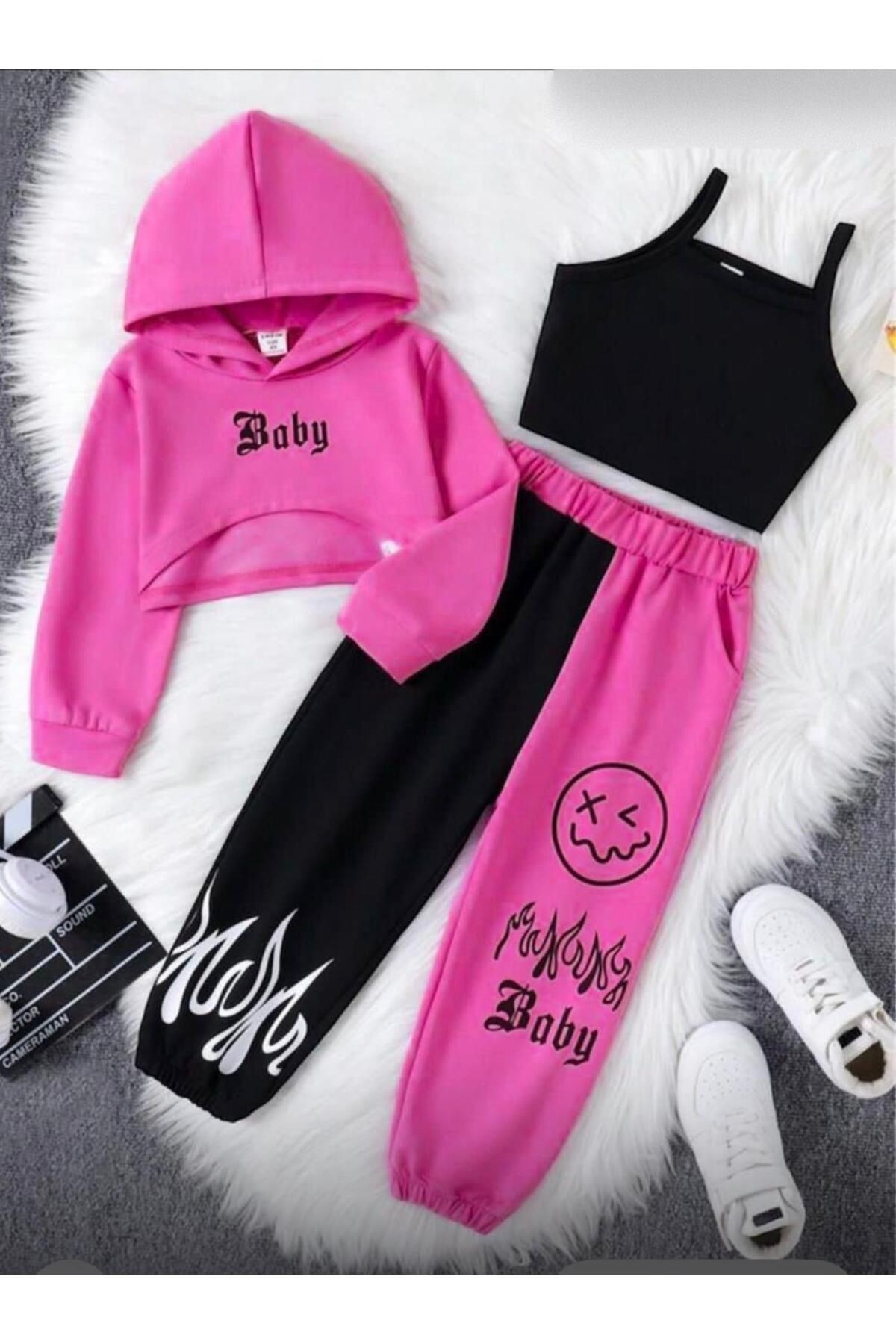 Baby Young Kapşonlu Emoji Baskılı Takım