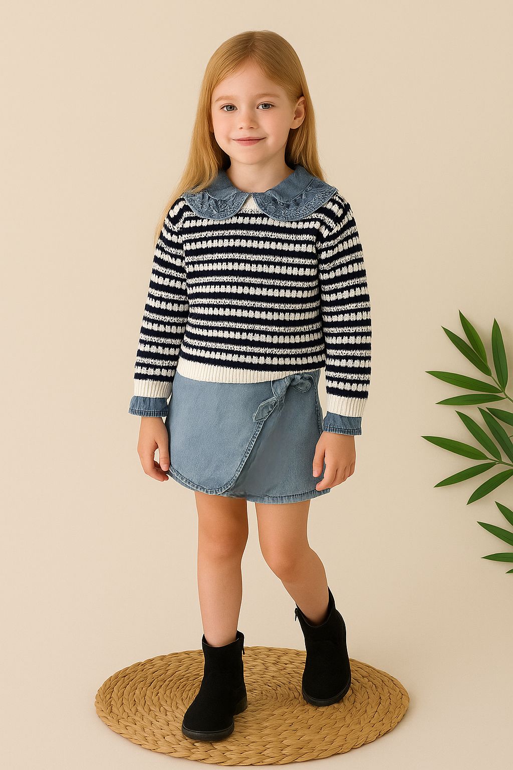 Denim Şık 3 'lü Kız Çocuk Kombin - 2/10 Yaş - 31504