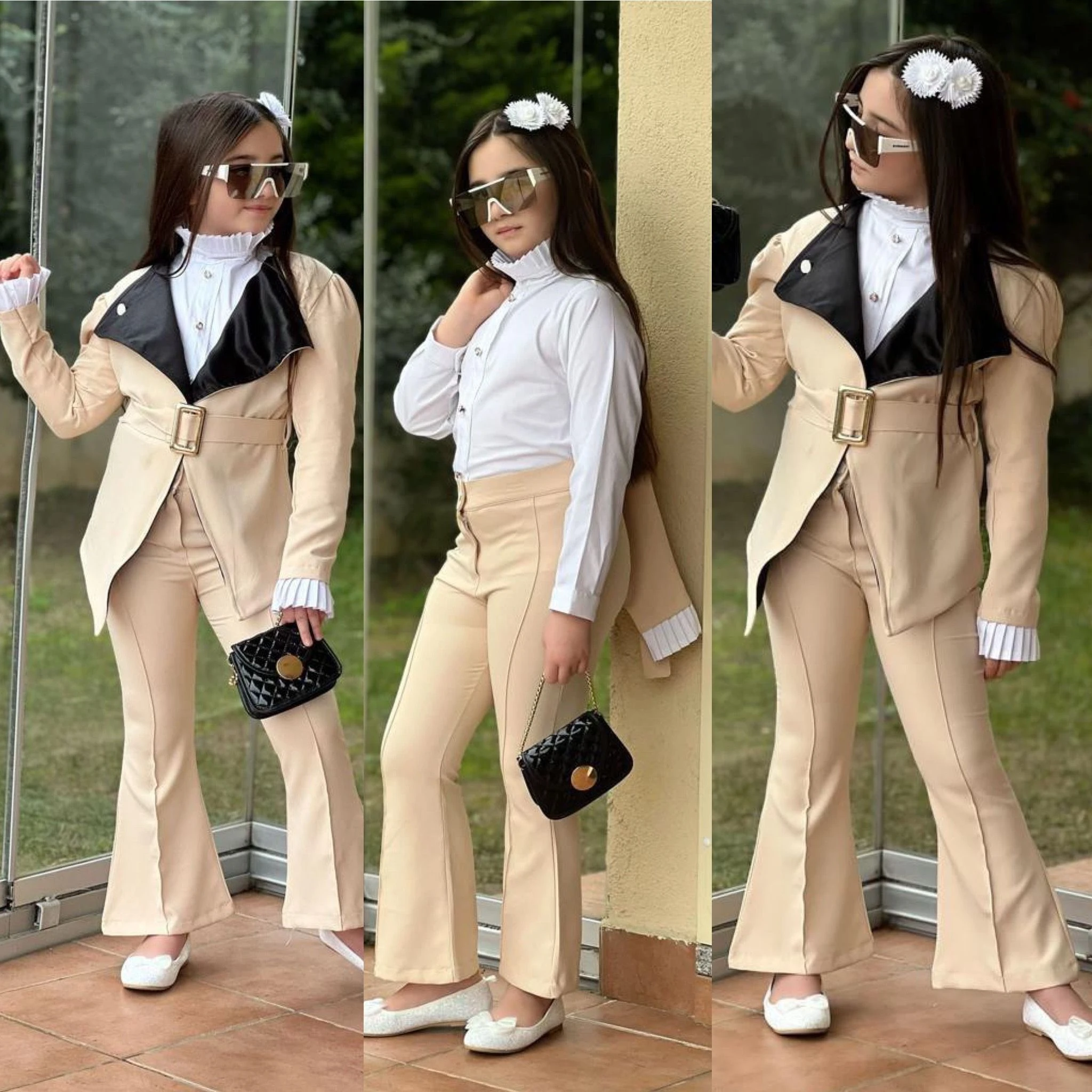 Yeni Sezonun En Gösterişli Kombini - Tam 4'lü Kombin - Gömlek/Ceket/Kemer/Pantolon - 3/12 Yaş - 31582