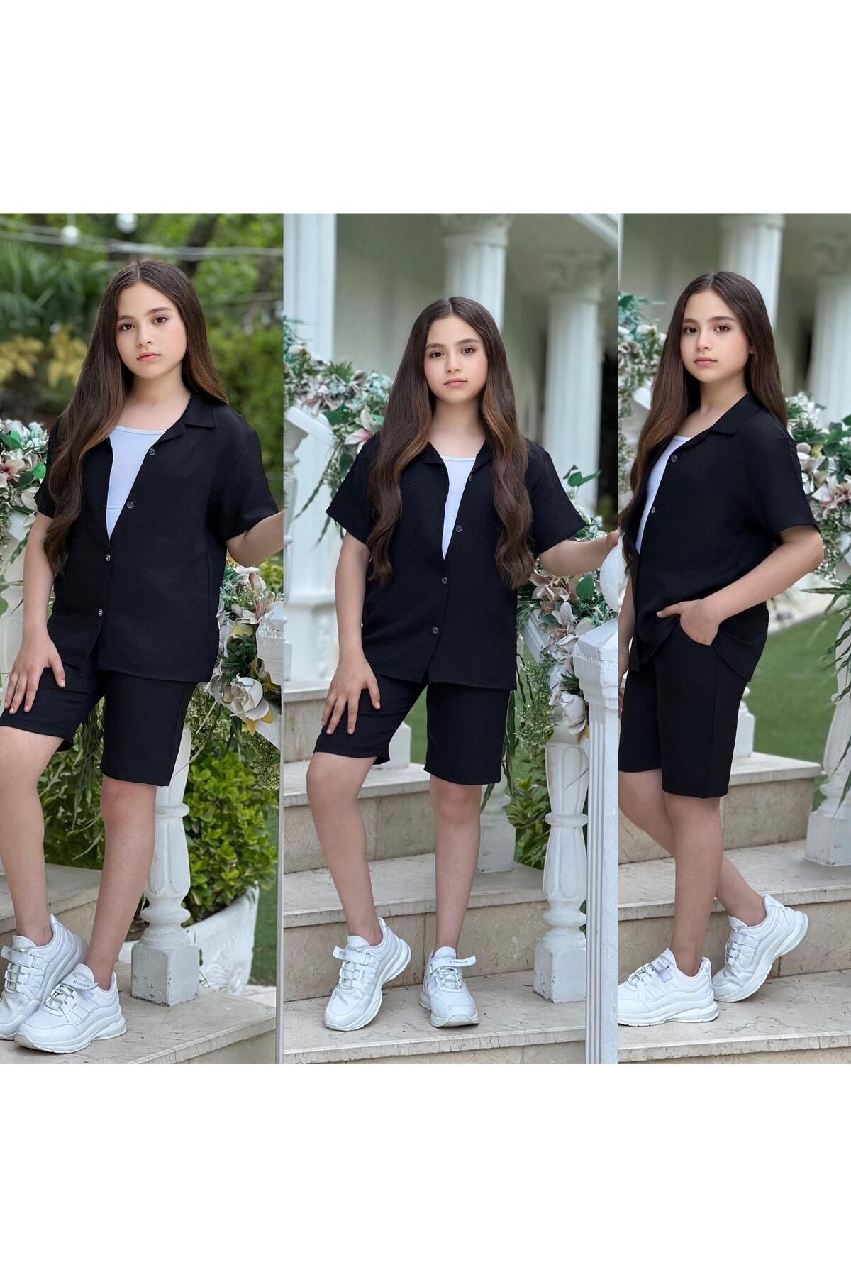 Keten Şortlu Rahat Kız Takım