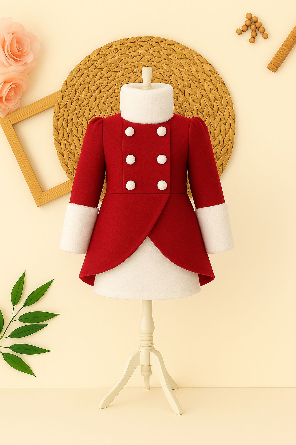 Kaşe 3'lü Set Kaşe Kaban - Kaşe Etek - Tak Çıkar Boyunluk - 4/14 Yaş - 31512