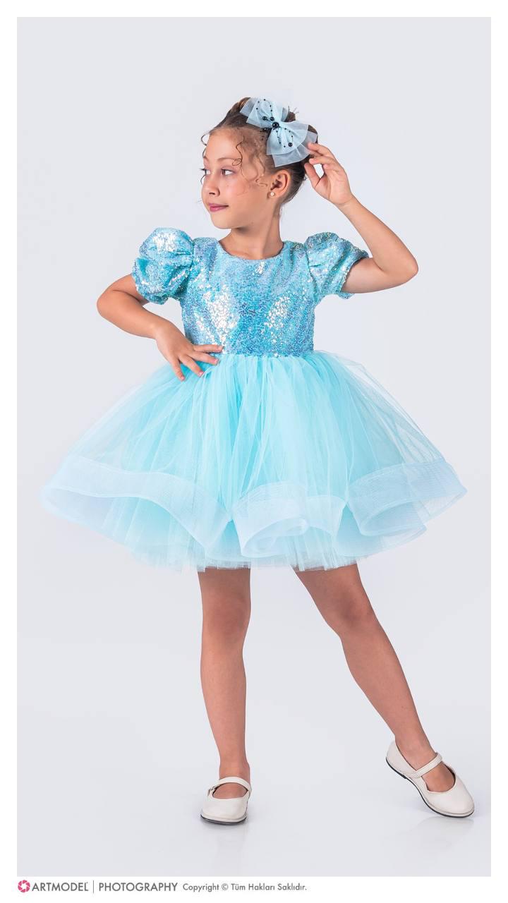 Payet Kol Detaylı Elbise ve Toka - 3/10 Yaş - 31538