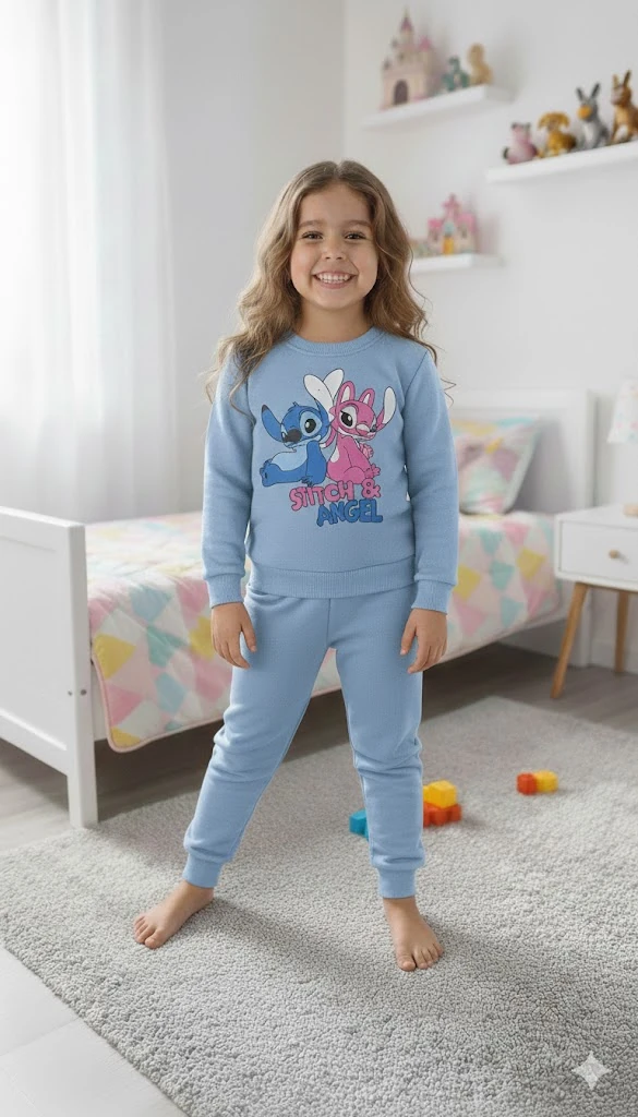 Stitch Angel Baskılı Kız Çocuk Eşofman Takım - 3/10 Yaş - 31568