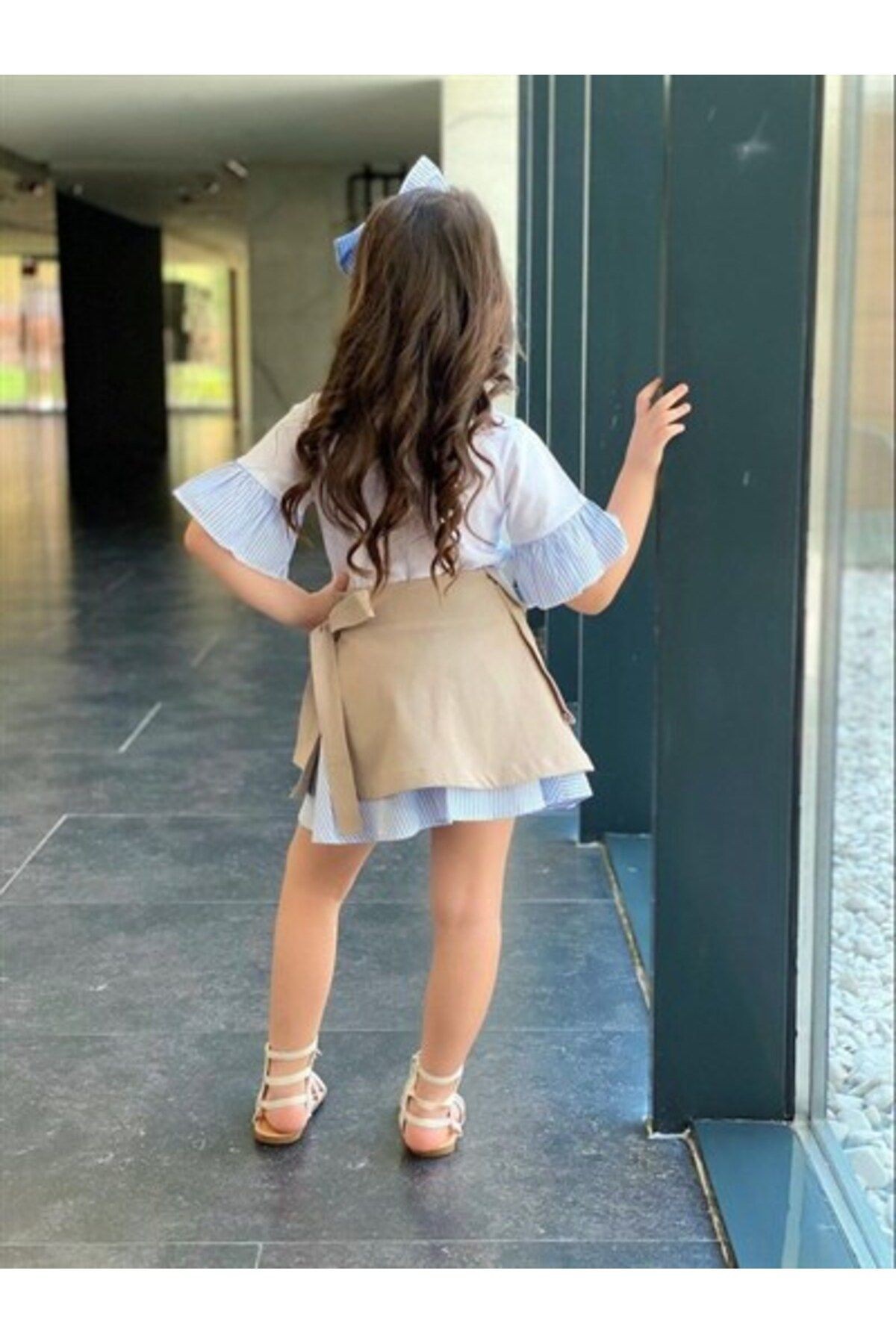 Blue White Kokoş Etek Takım 3 Parça