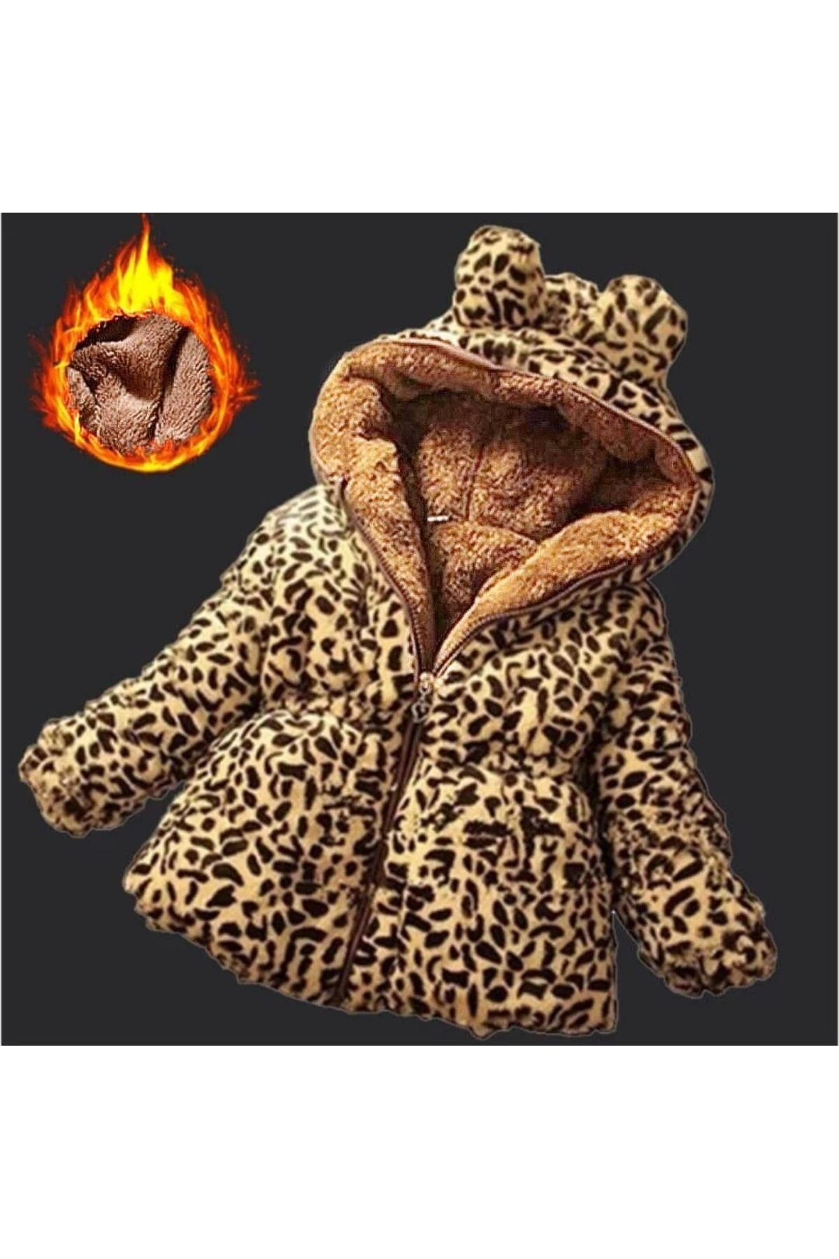 Leopar Peluşlu Mont