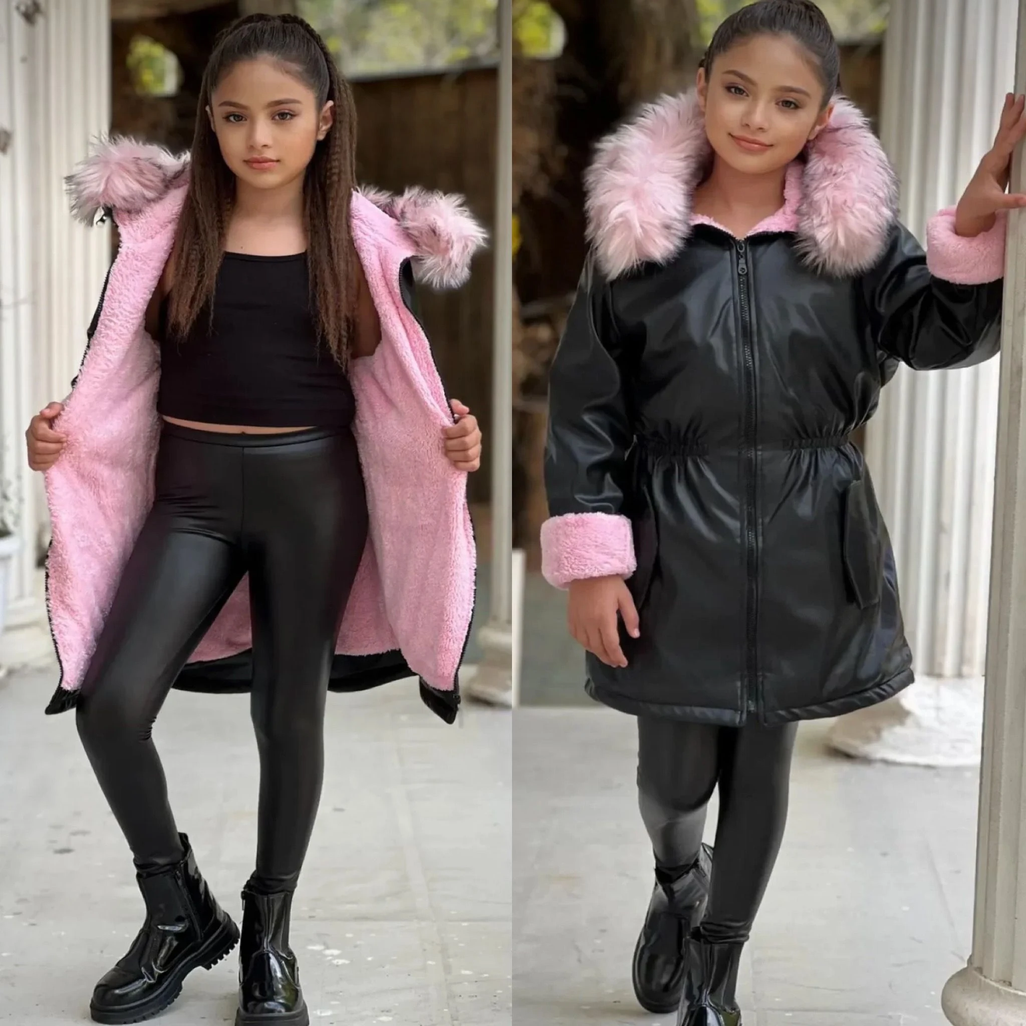 Deri Kız Çocuk Kaban 4/13 Yaş - 225433