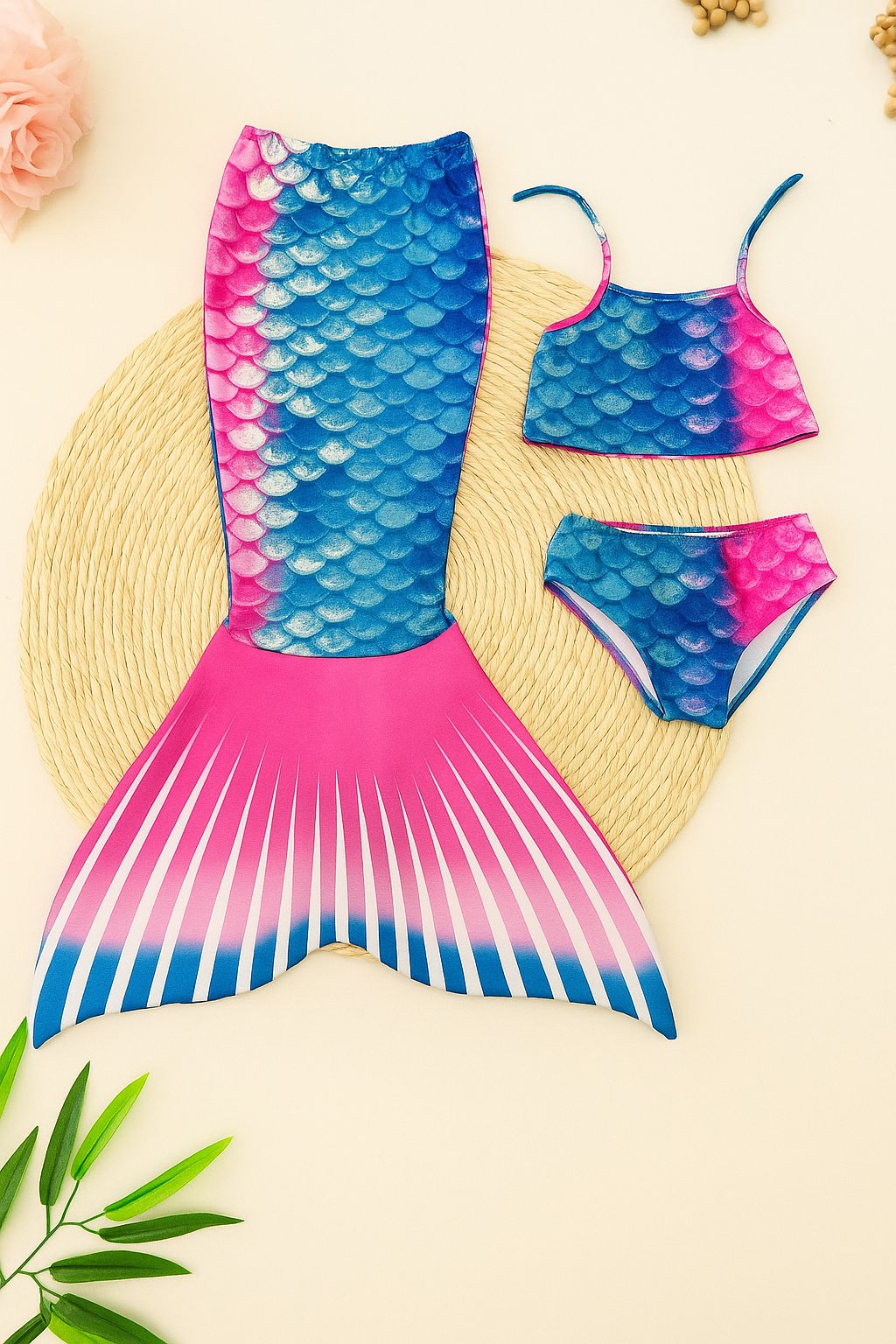 Deniz Kızı Kız Çocuk Bikini Set Kostüm - 4/12 Yaş - 31543