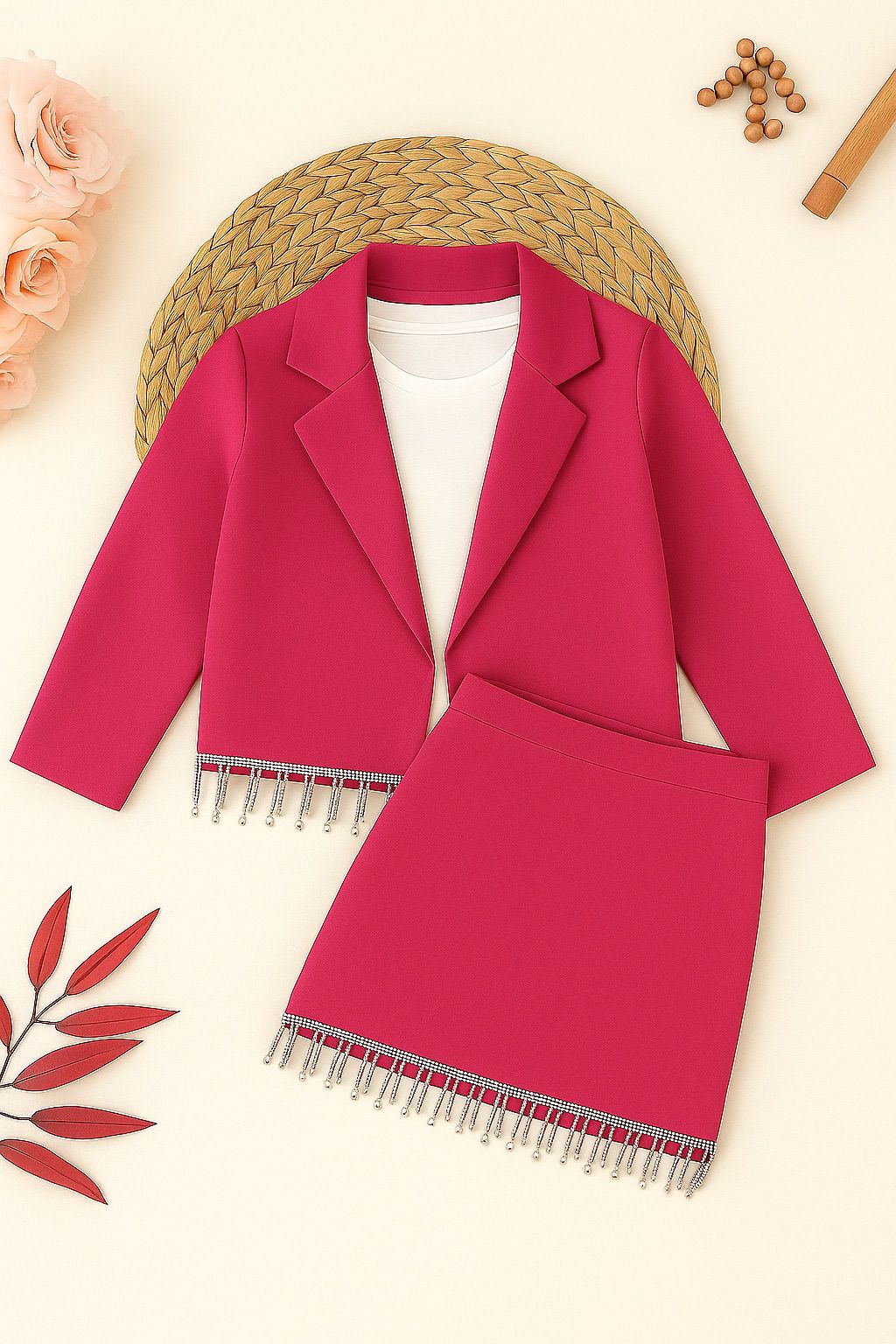 Princess Glow 3’lü Taş Detaylı Kombin - 4/14 Yaş - 31510