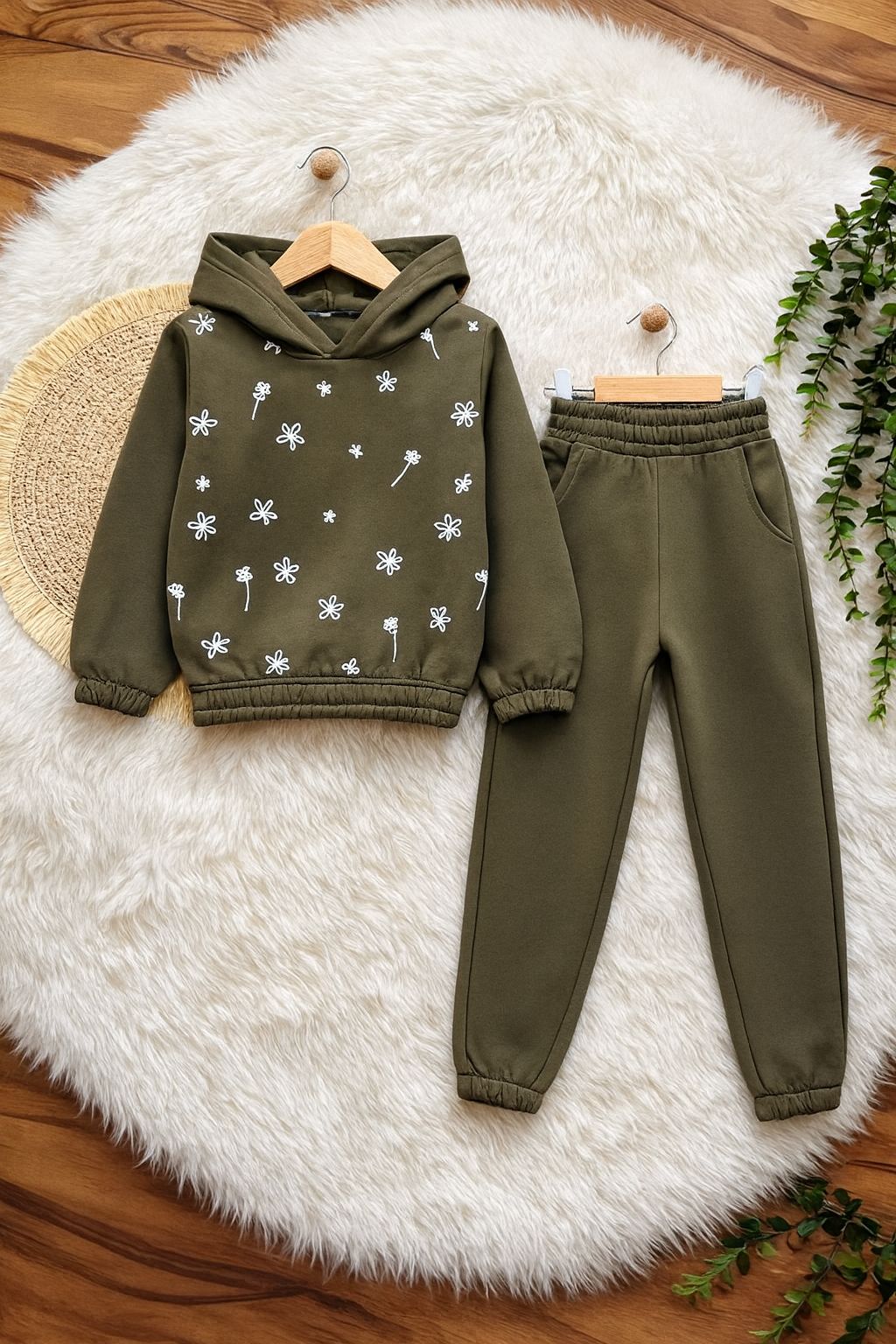 Çiçek Detaylı Kız Çocuk Takım - 6/9 Yaş - 31552