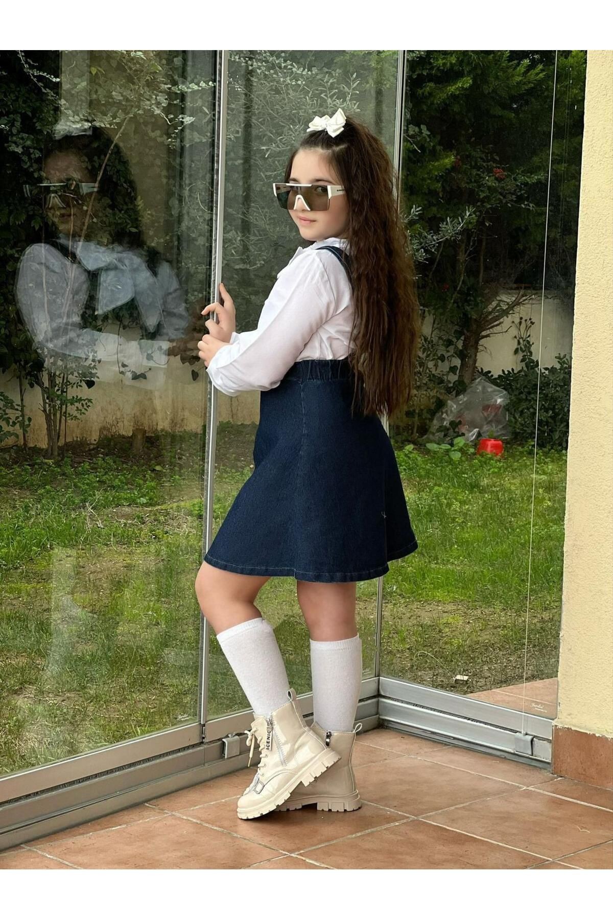 Kız Çocuk Çorap, Fiyonklu Toka Hediyeli Bluz Ve Elbise