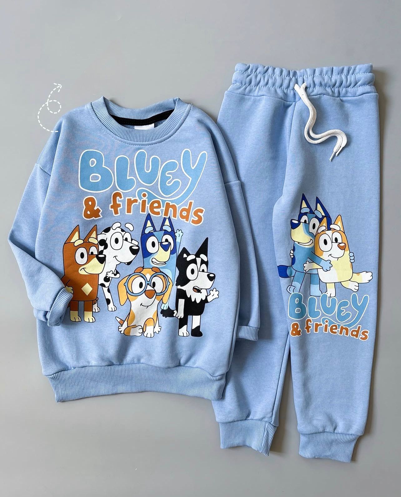 Çocuk Bluey Friends Kombin | 3 İplik Pamuklu Takım | 3/10 Yaş - 31443