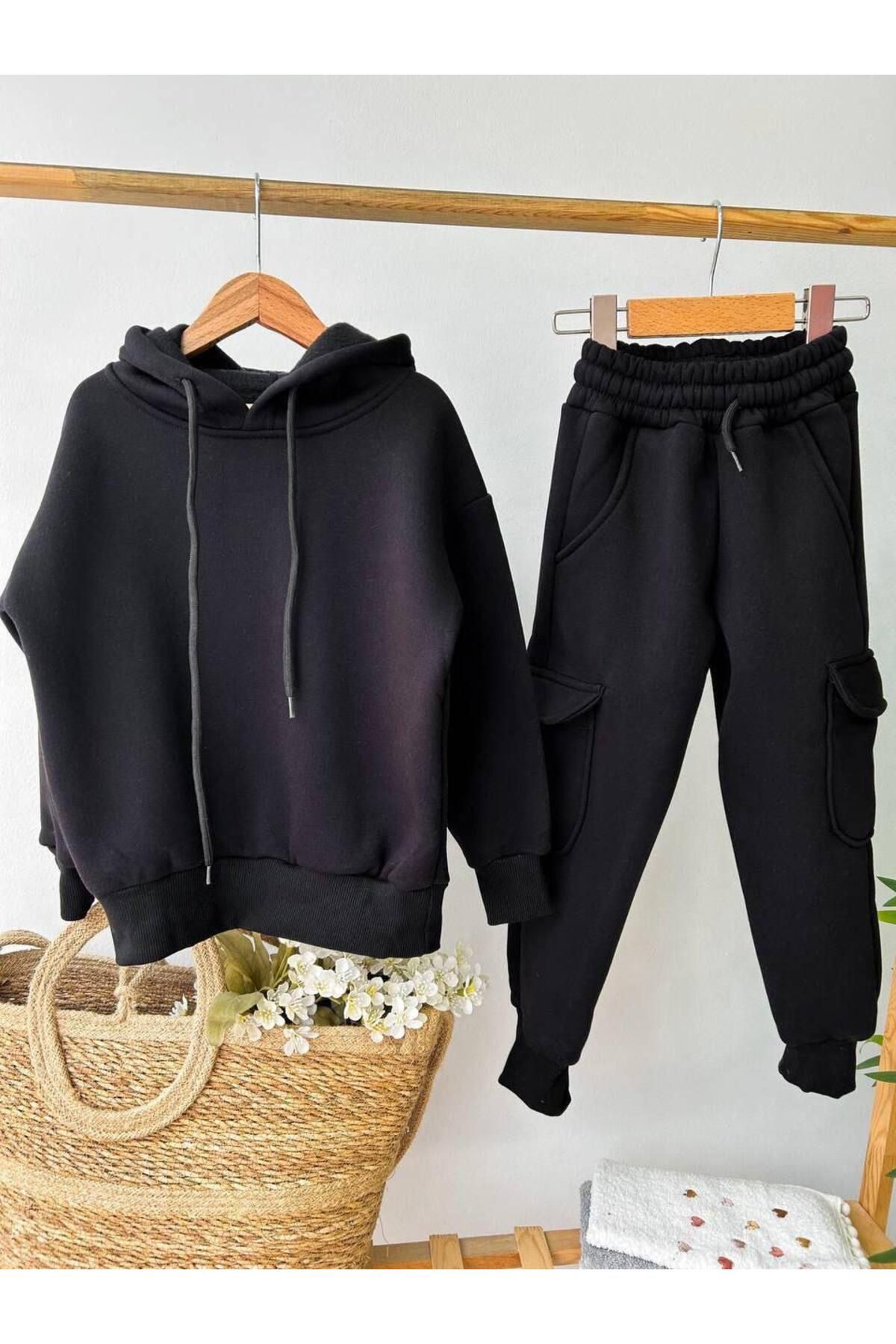 Unisex Oversize Çocuk Takım | 3 İplik Şardonlu | 3-10 Yaş 