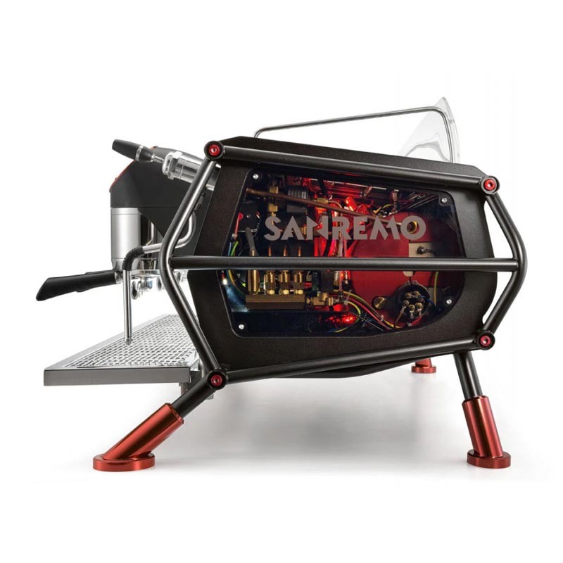 Sanremo Racer Naked Multiboiler Tam Otomatik Espresso Kahve Makinesi, 2 Gruplu, Siyah-Kırmızı