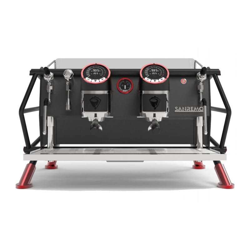 Sanremo Racer Naked Multiboiler Tam Otomatik Espresso Kahve Makinesi, 2 Gruplu, Siyah-Kırmızı