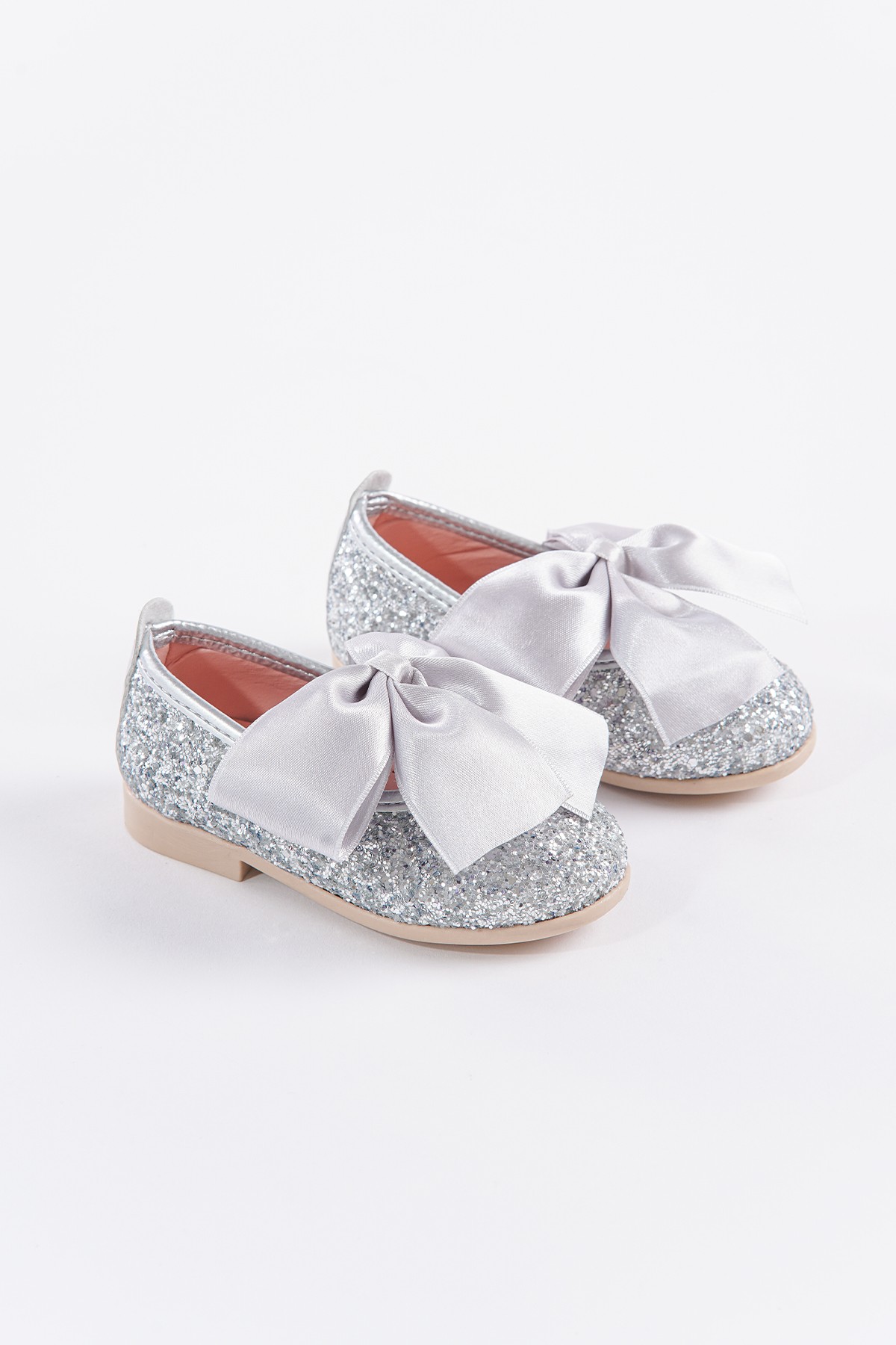 SHUU Fiyonklu Cam Kırığı Taş Kaplama Kız Çocuk Ayakkabı - Gümüş