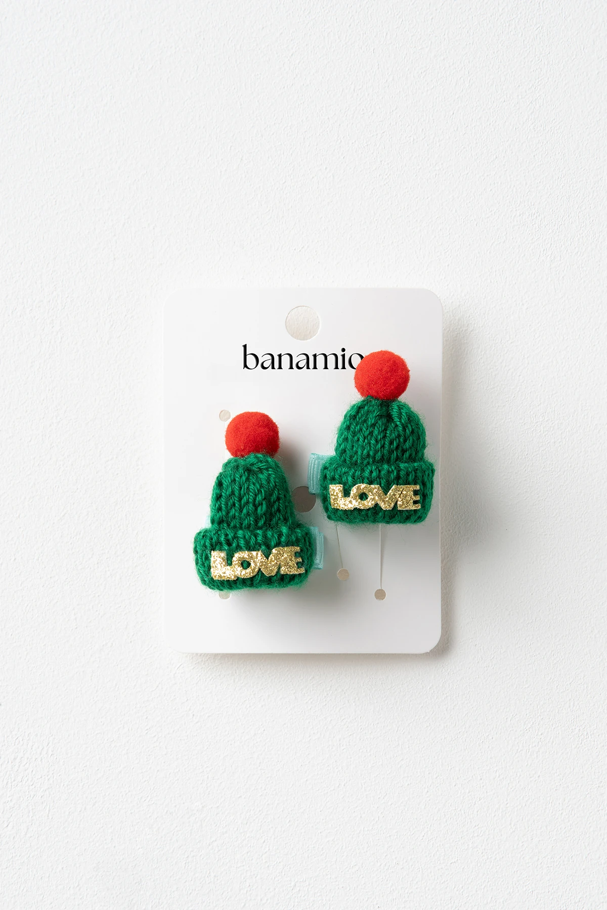 Örgü Bere Şeklinde Love Yazılı İkili Toka Seti - Yeşil