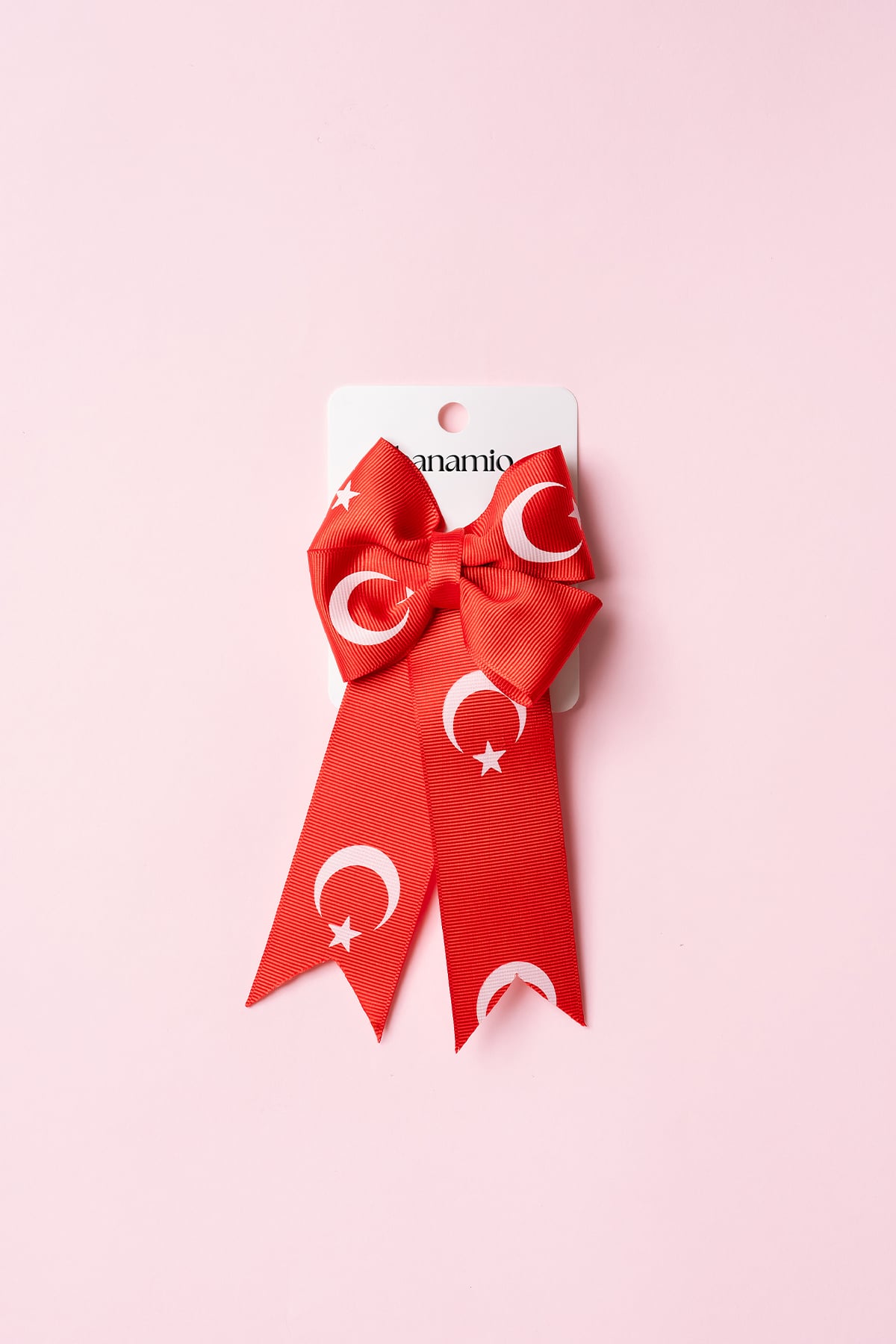 Ay Yıldız Türk Bayrağı Desenli Fiyonk Klipsli Toka