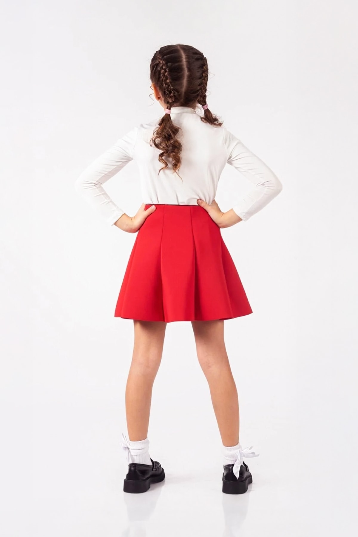 Ophelia Scuba Dalgıç Kumaş Kloş Etek - Kırmızı