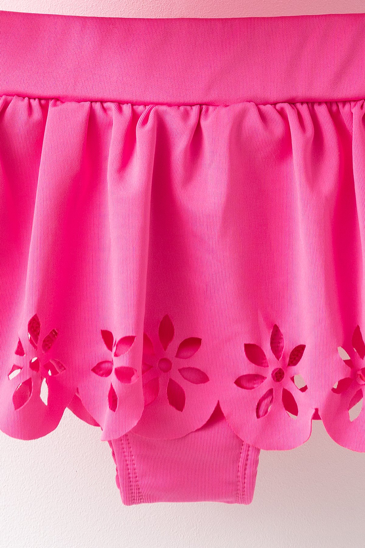 Phoebe Lazer Kesim Çiçek Desenli Kız Çocuk Mayo Bikini Takım - Pembe