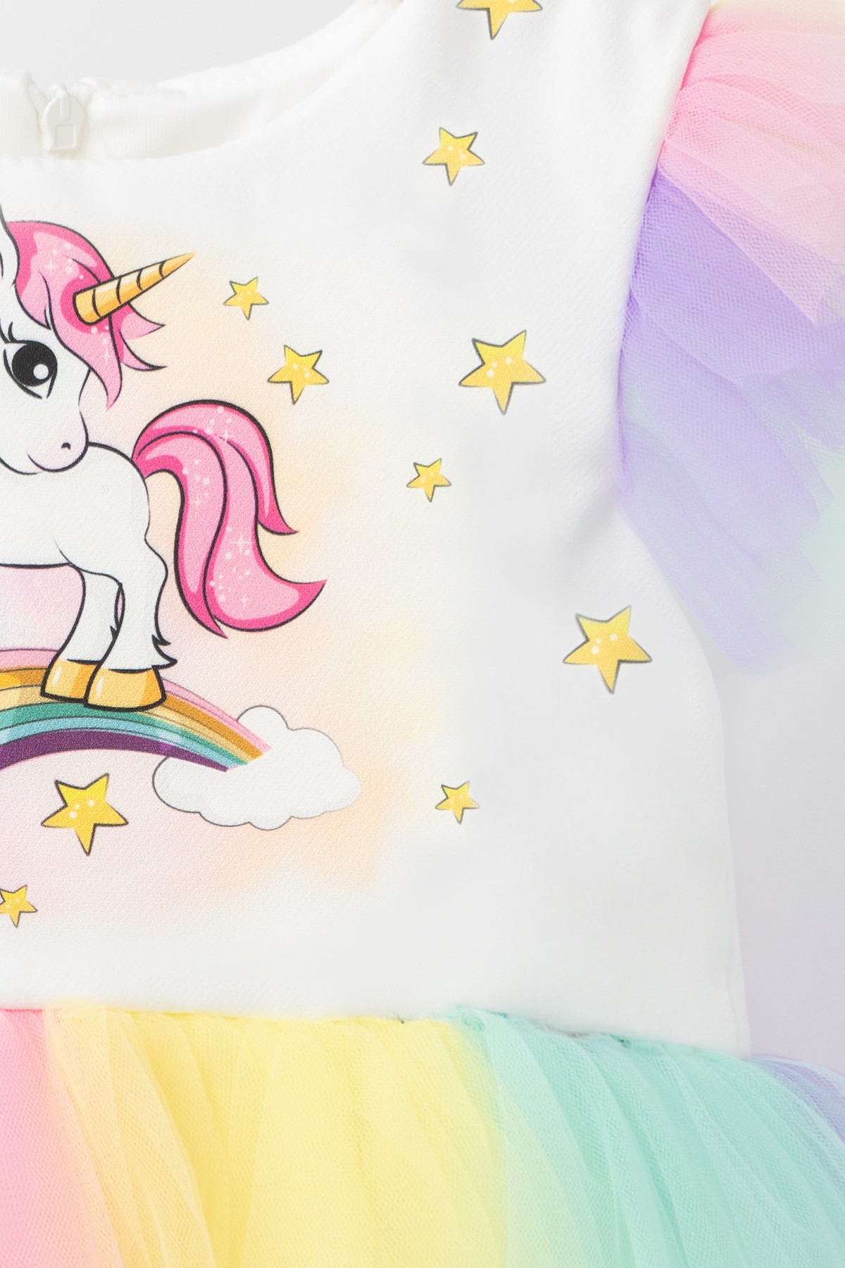 Dream Unicorn Baskılı Tül Elbise