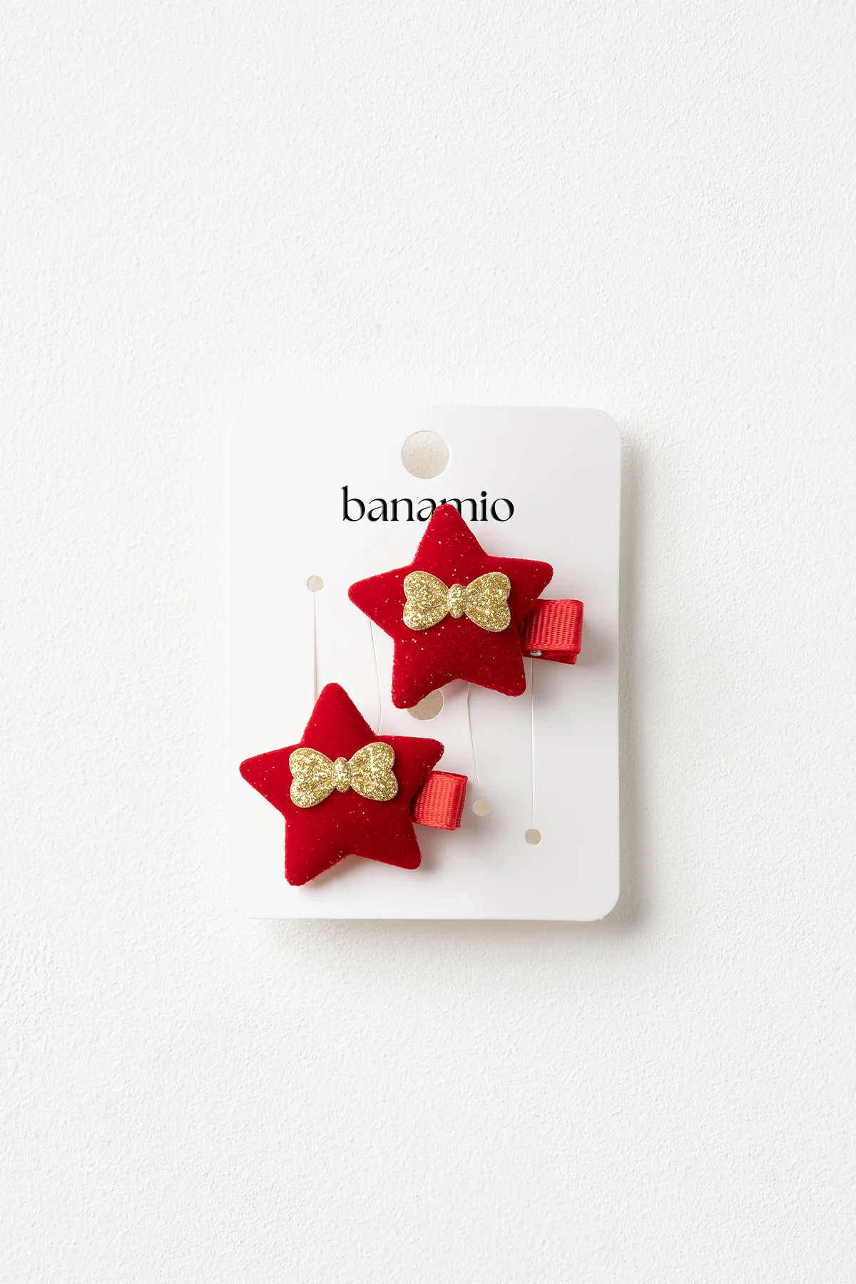 Altın Fiyonk Detaylı Yıldız Şeklinde İkili Toka Seti - Kırmızı