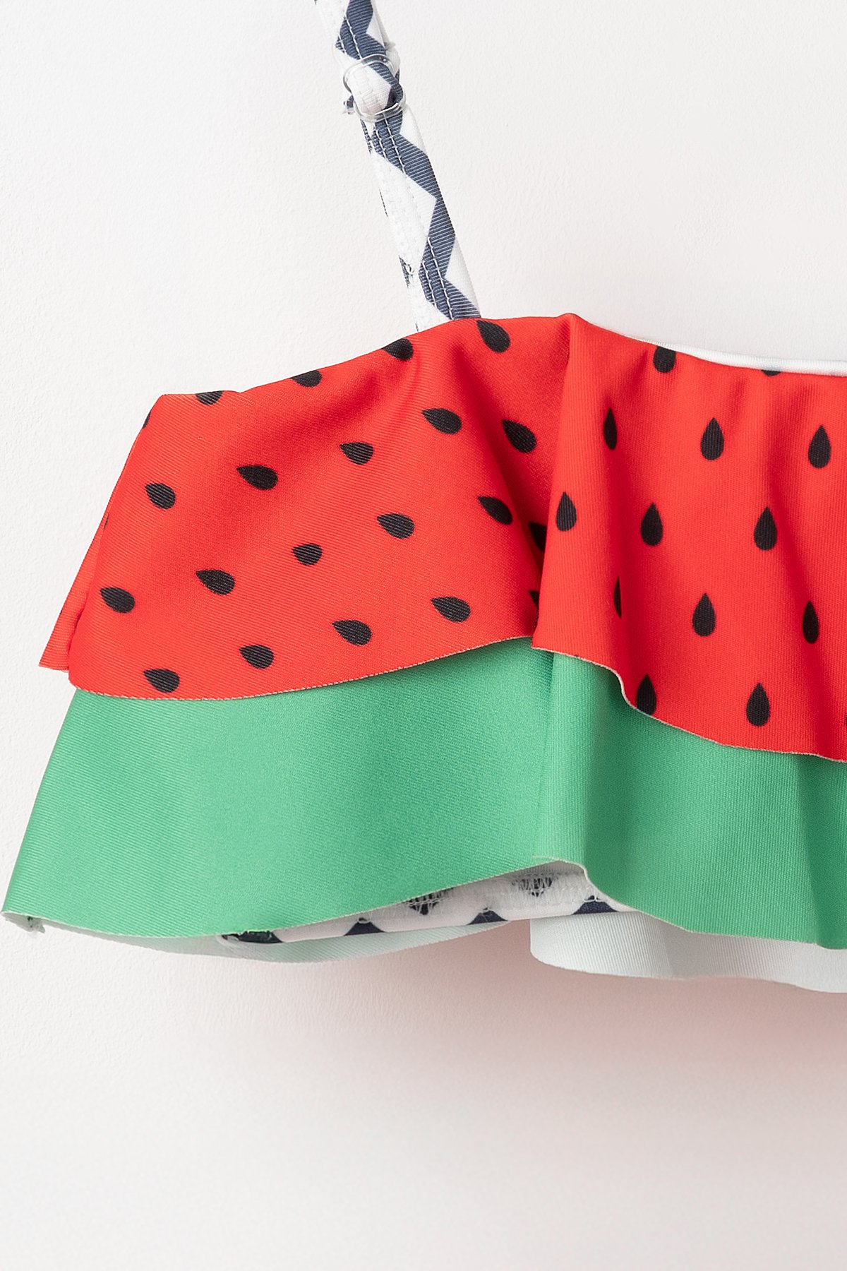 Melony Karpuz Desenli Fiyonk Detaylı Askılı Kız Çocuk Mayo Bikini Takım