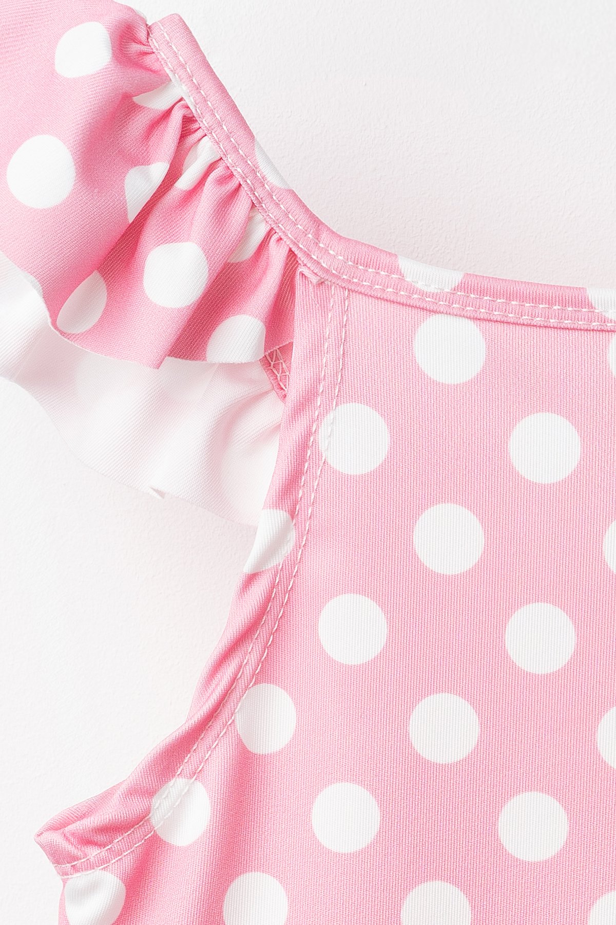 Dotty Puantiyeli Omuzları Fırfırlı Kız Çocuk Mayo