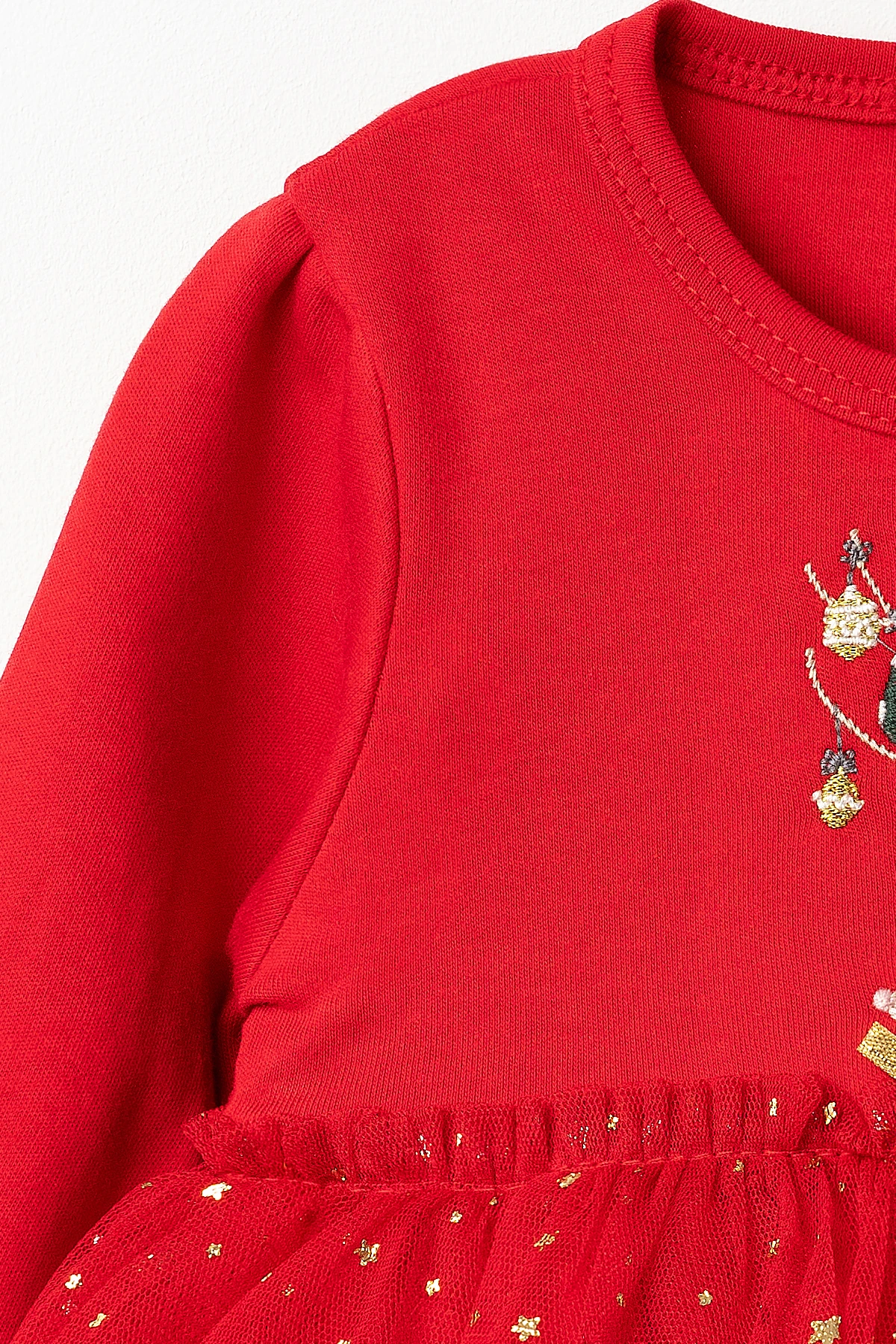 Melinda Geyik Nakışlı Yıldız Varak Baskılı Yılbaşı Elbisesi