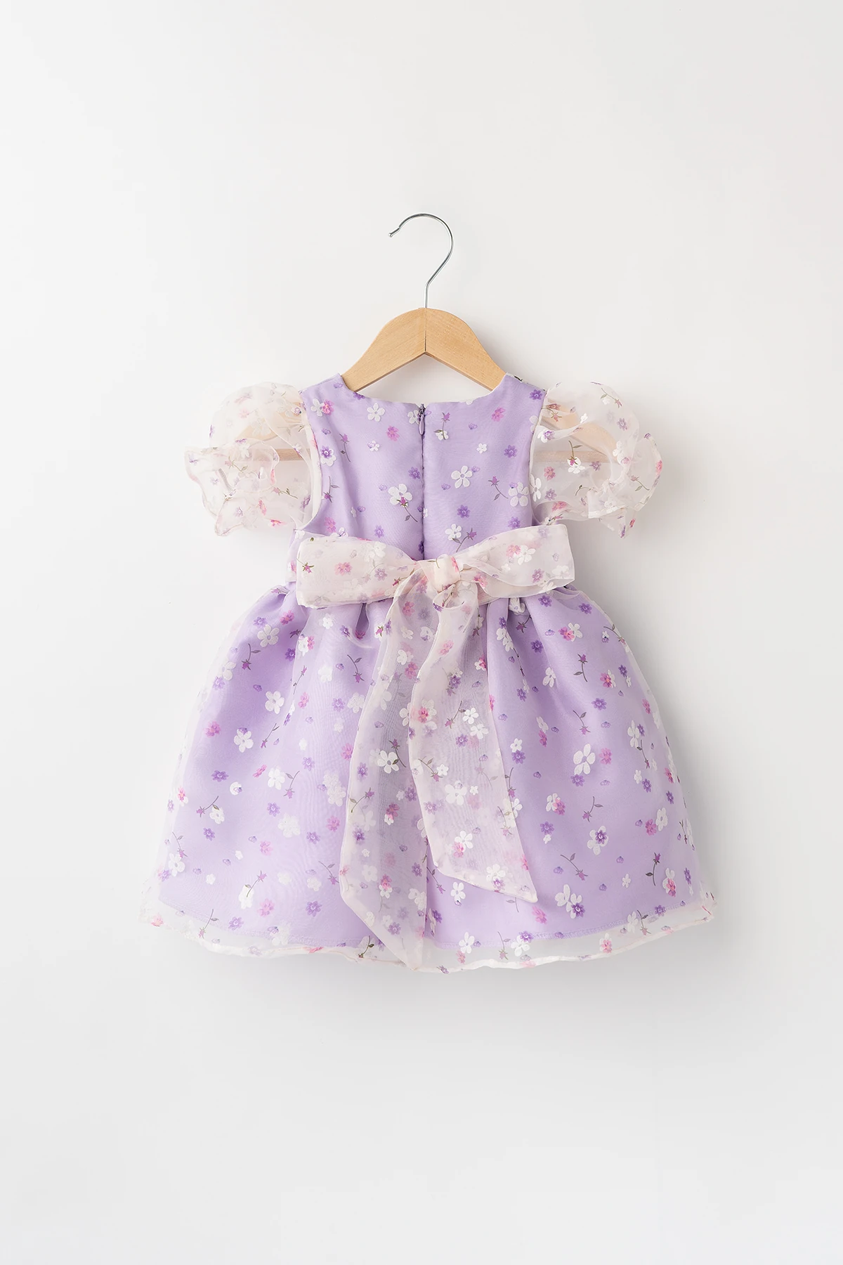 Grace Kız Bebek Çocuk Pamuk ve Saten Astarlı Çıtır Çiçek Desenli Tüllü Elbise