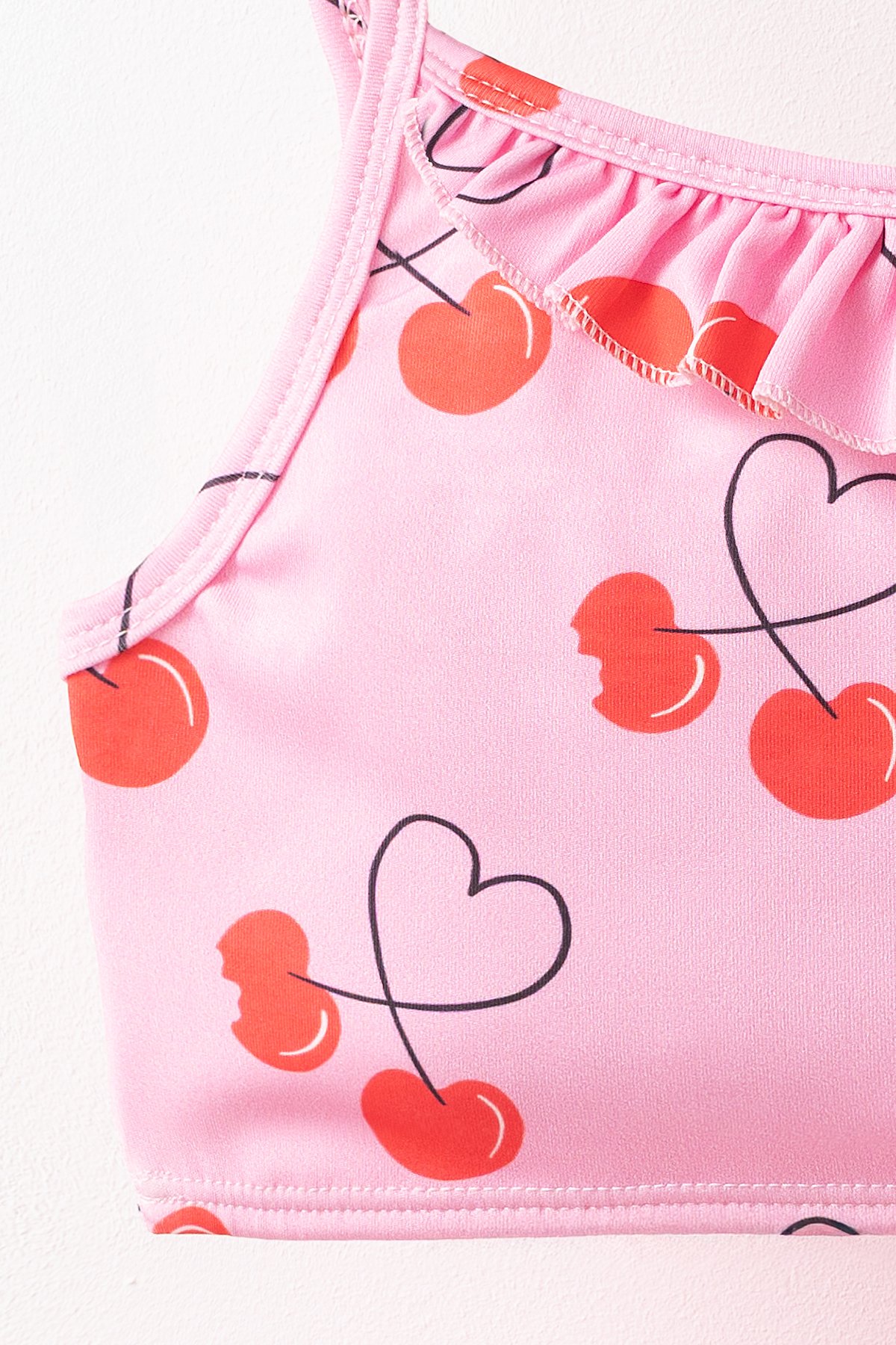 Cherrie Kalp Kiraz Desenli Kız Çocuk Mayo Bikini Takım